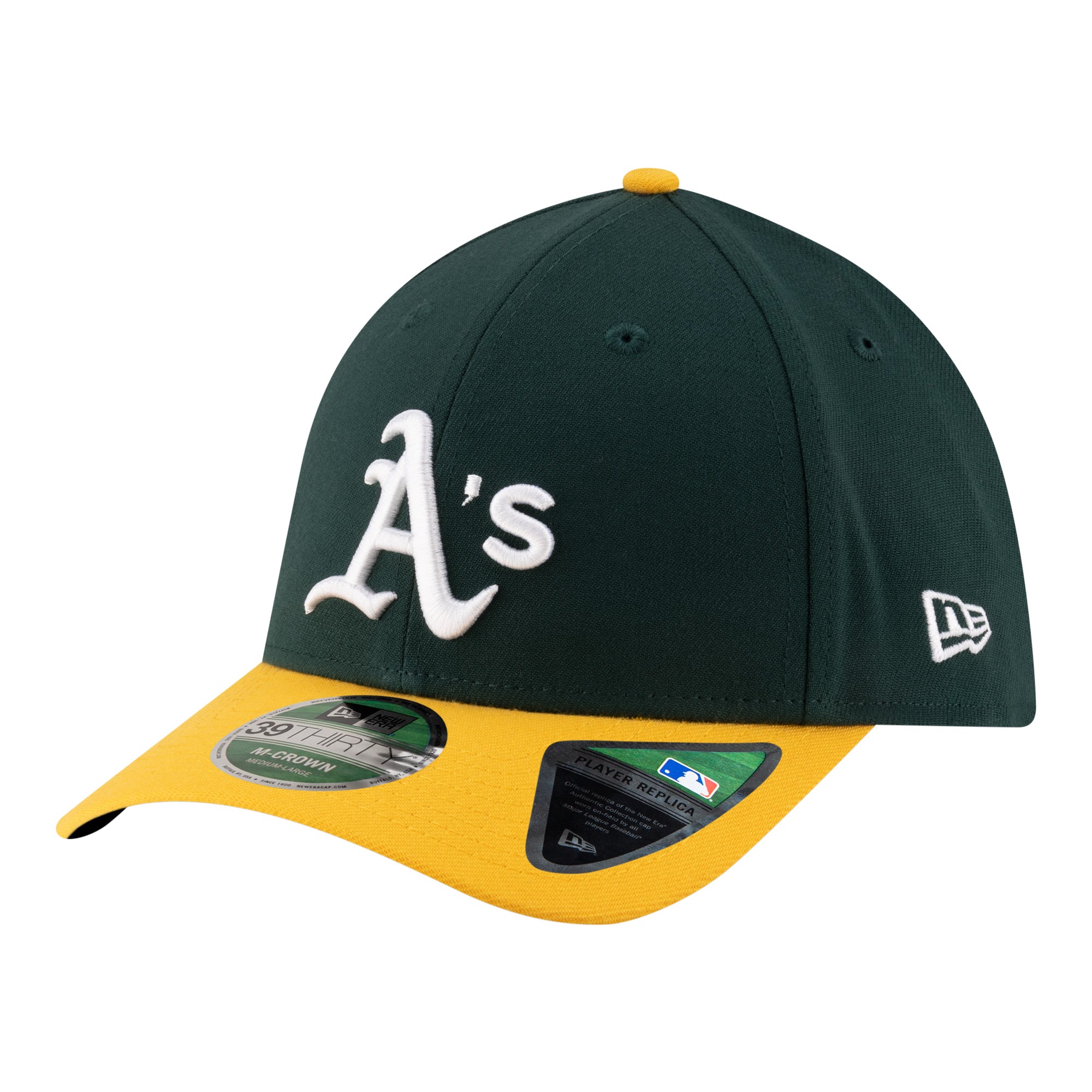 Men's New Era  Green Athletics Player Replica 39THIRTY M-Crown Flex Hat