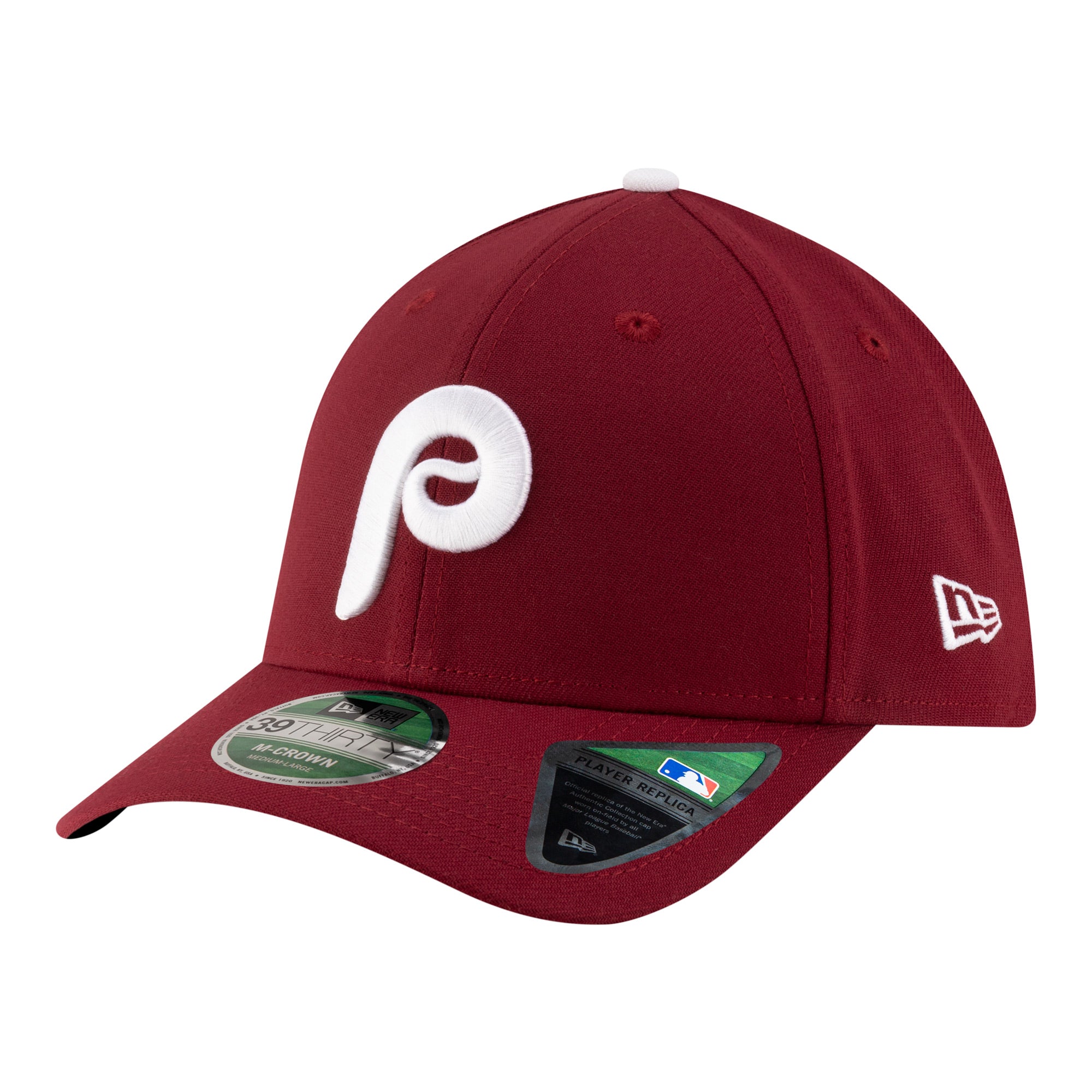 Men's New Era  Burgundy Philadelphia Phillies Player Replica 39THIRTY M-Crown Flex Hat