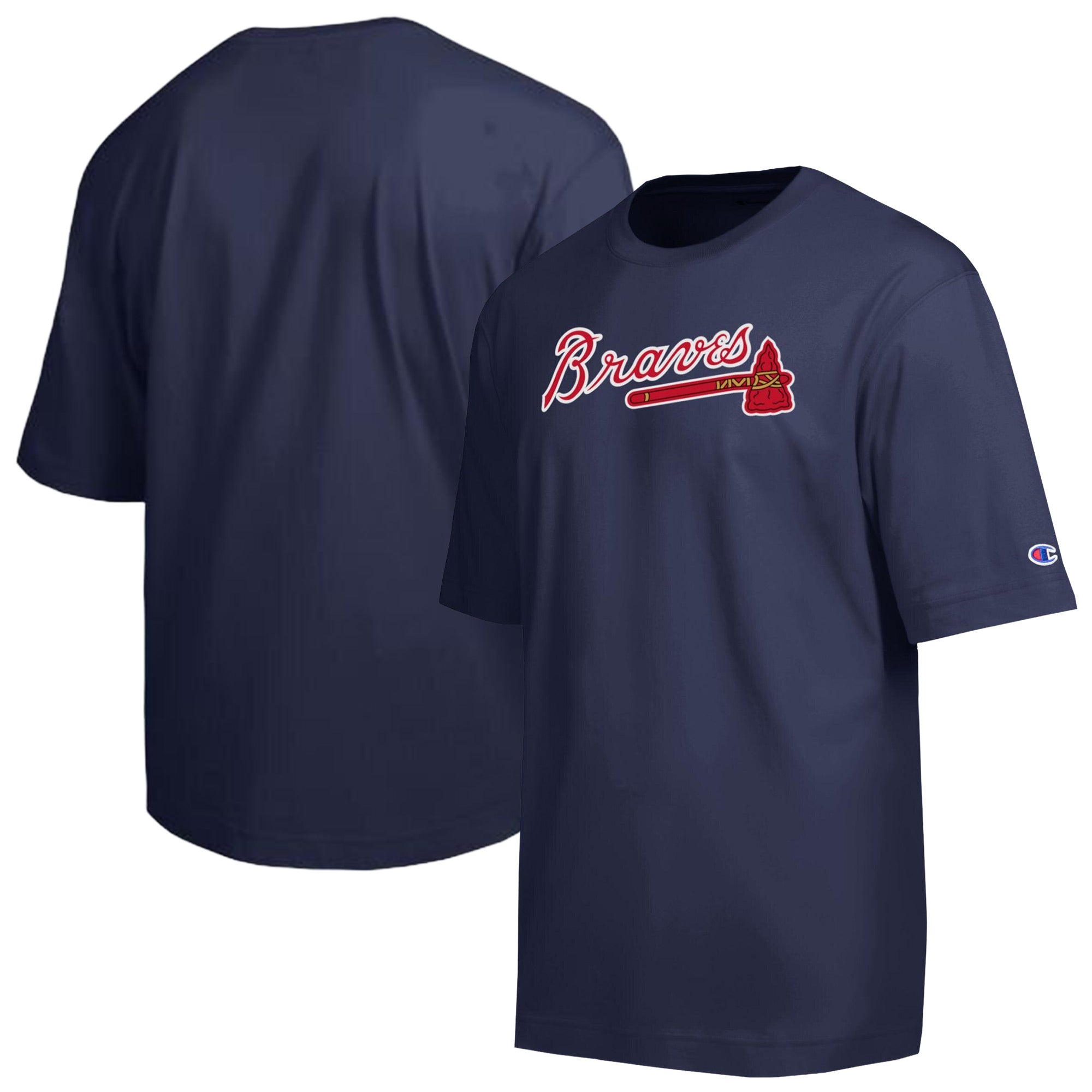 Men's Champion Navy Atlanta Braves All Star Chenille Wordmark T-Shirt