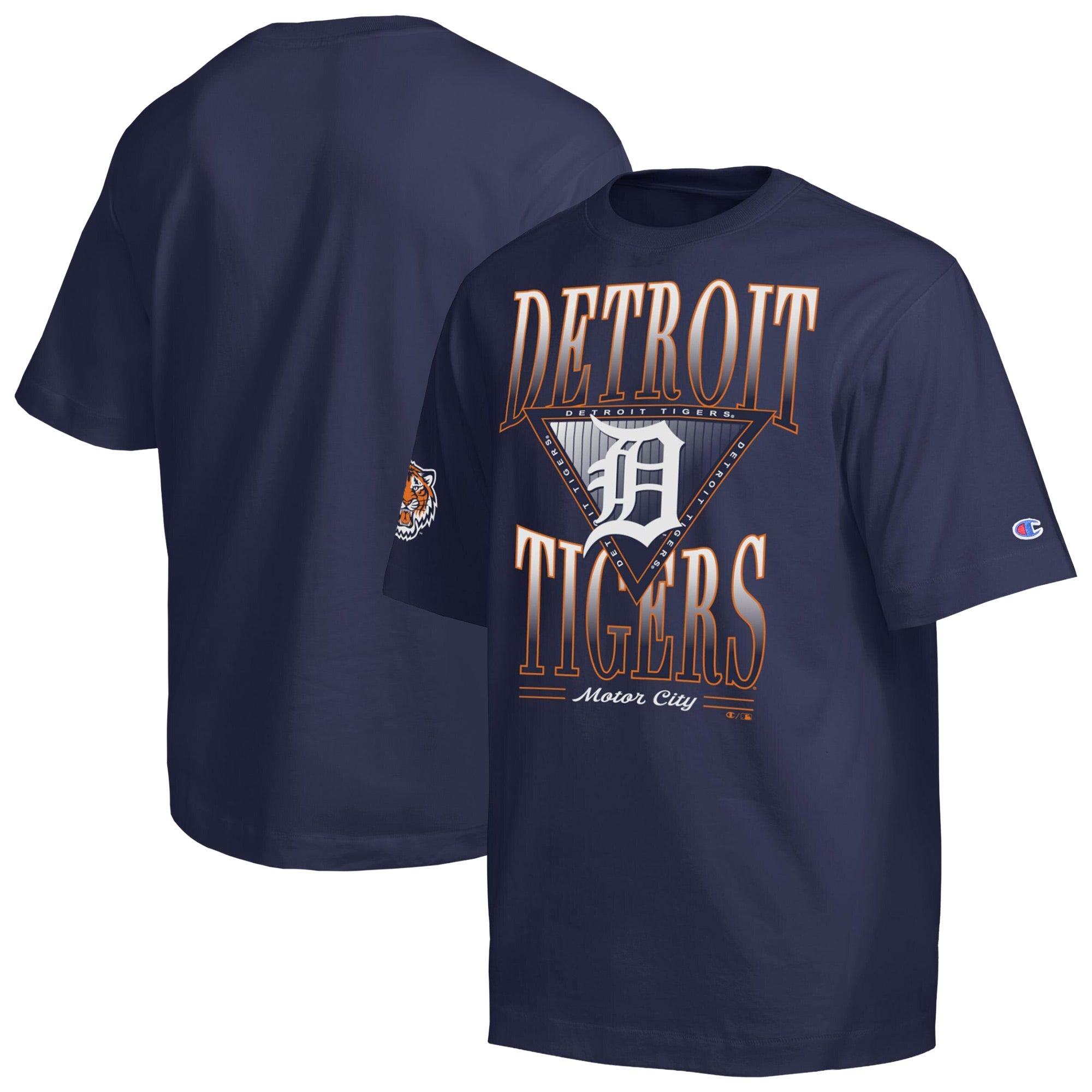 Men's Champion Navy Detroit Tigers Traditions Two Locations T-Shirt