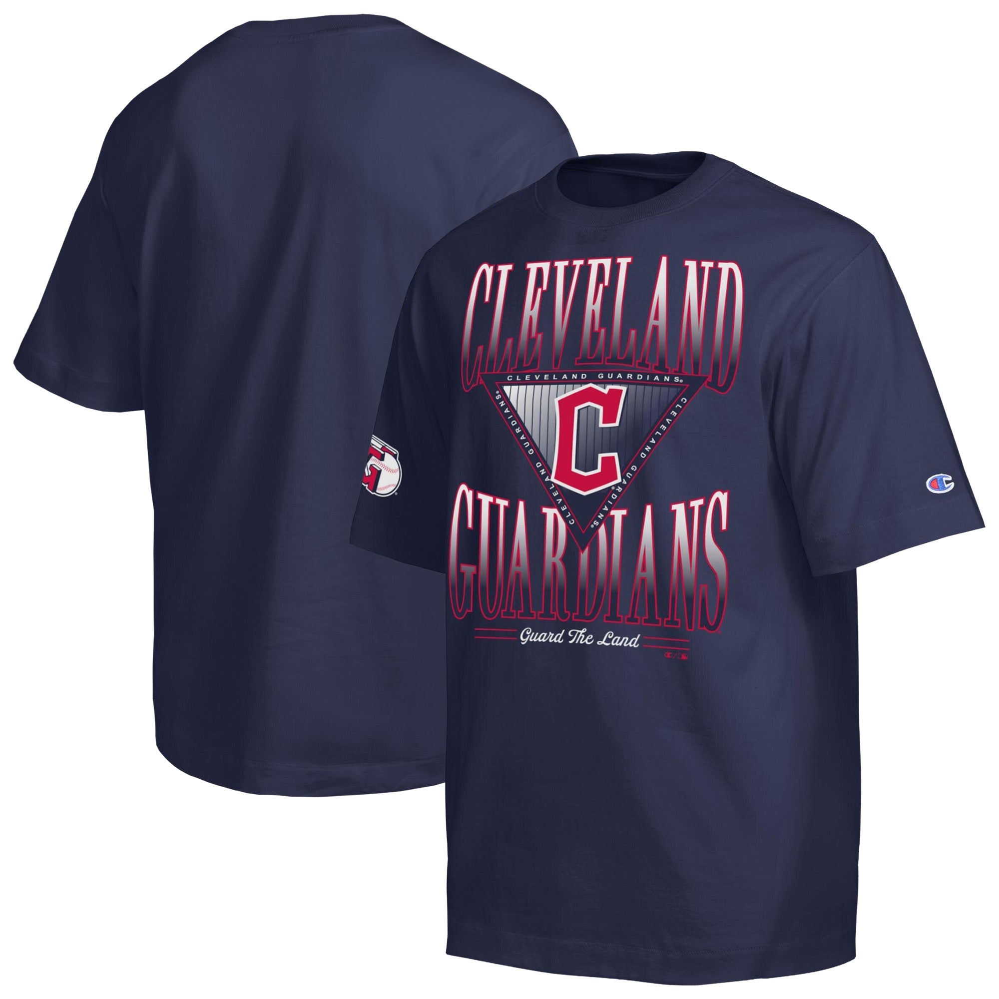 Men's Champion Navy Cleveland Guardians Traditions Two Locations T-Shirt
