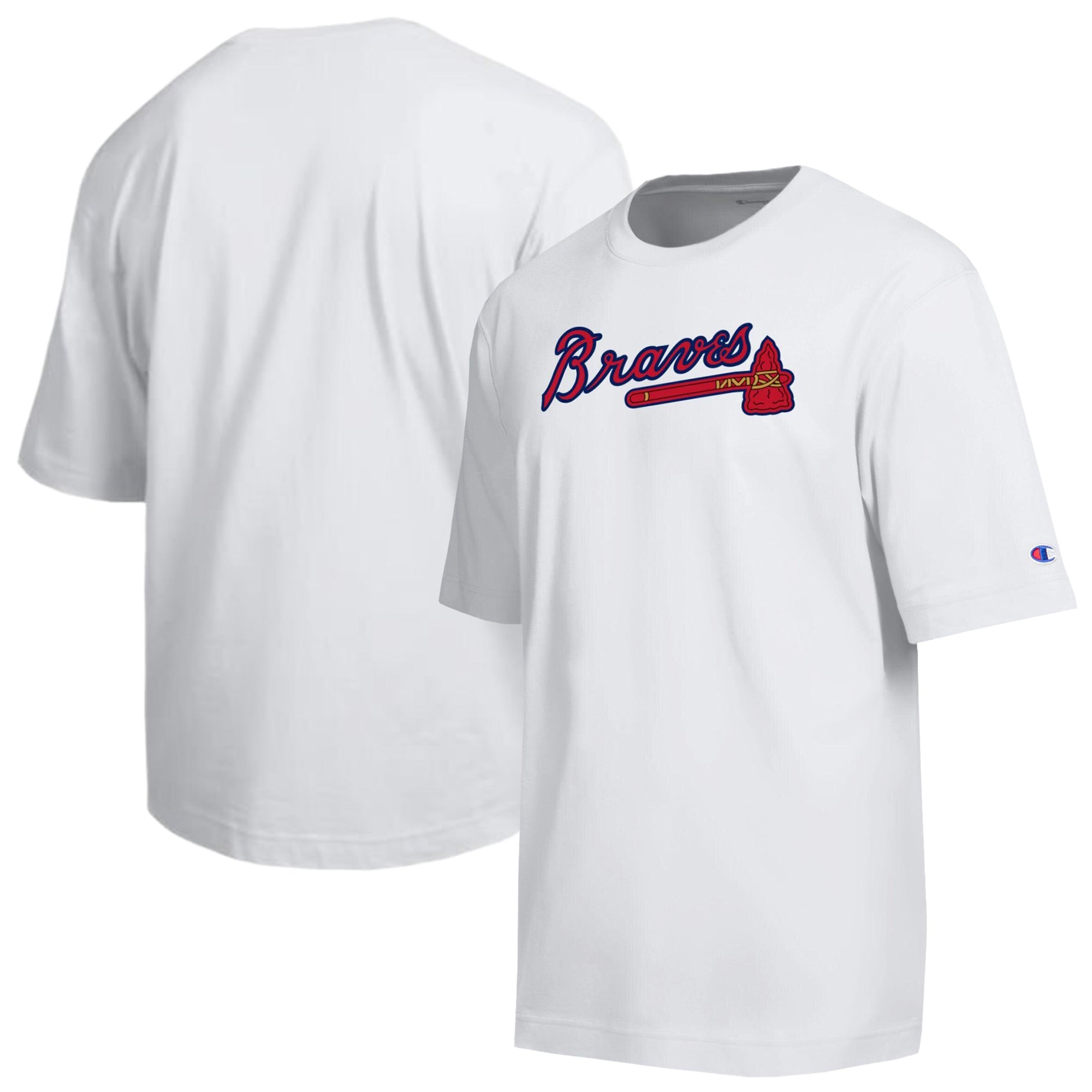Men's Champion White Atlanta Braves All Star Arched Chenille Wordmark T-Shirt