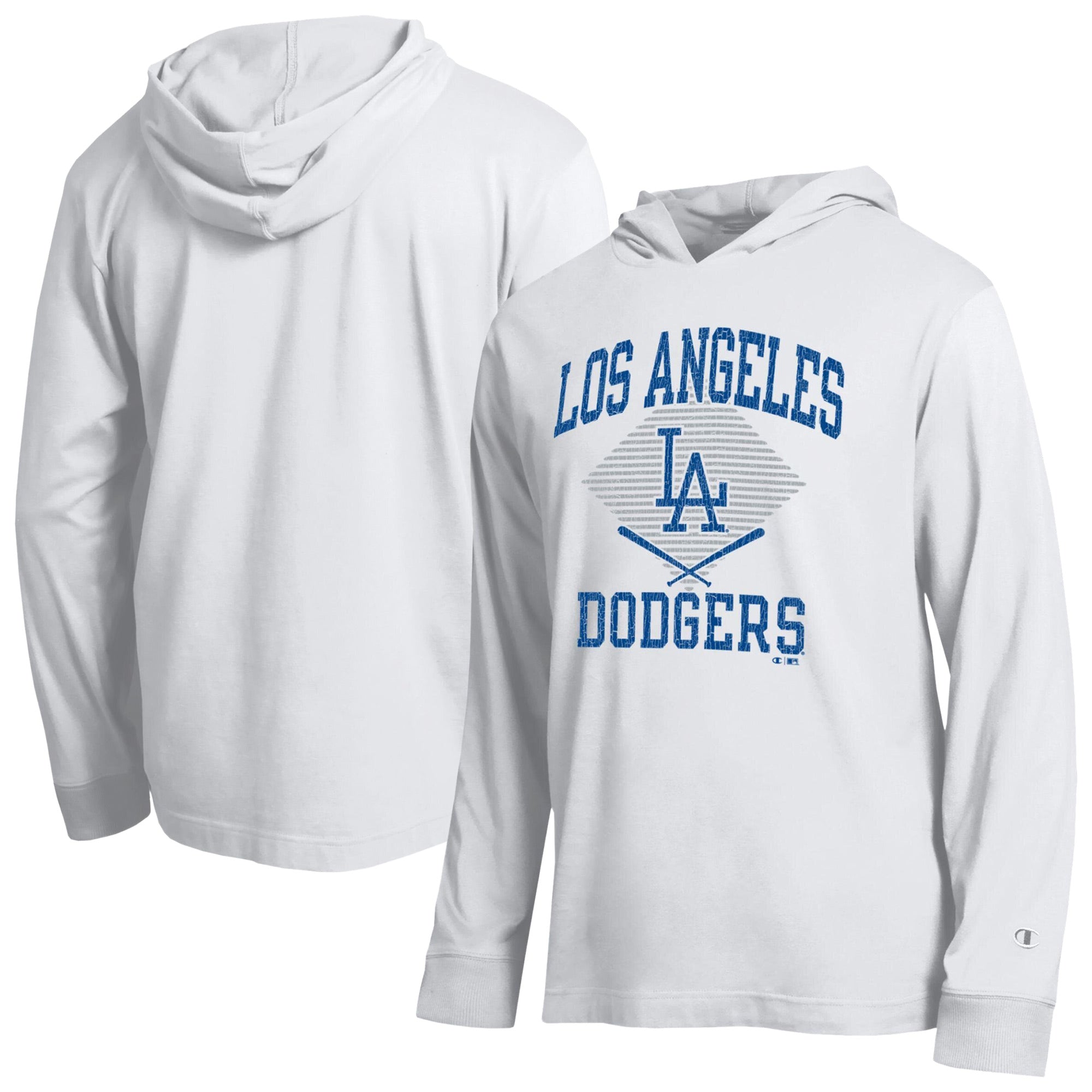 Men's Champion White Los Angeles Dodgers Cooperstown Hooded Long-Sleeve T-Shirt