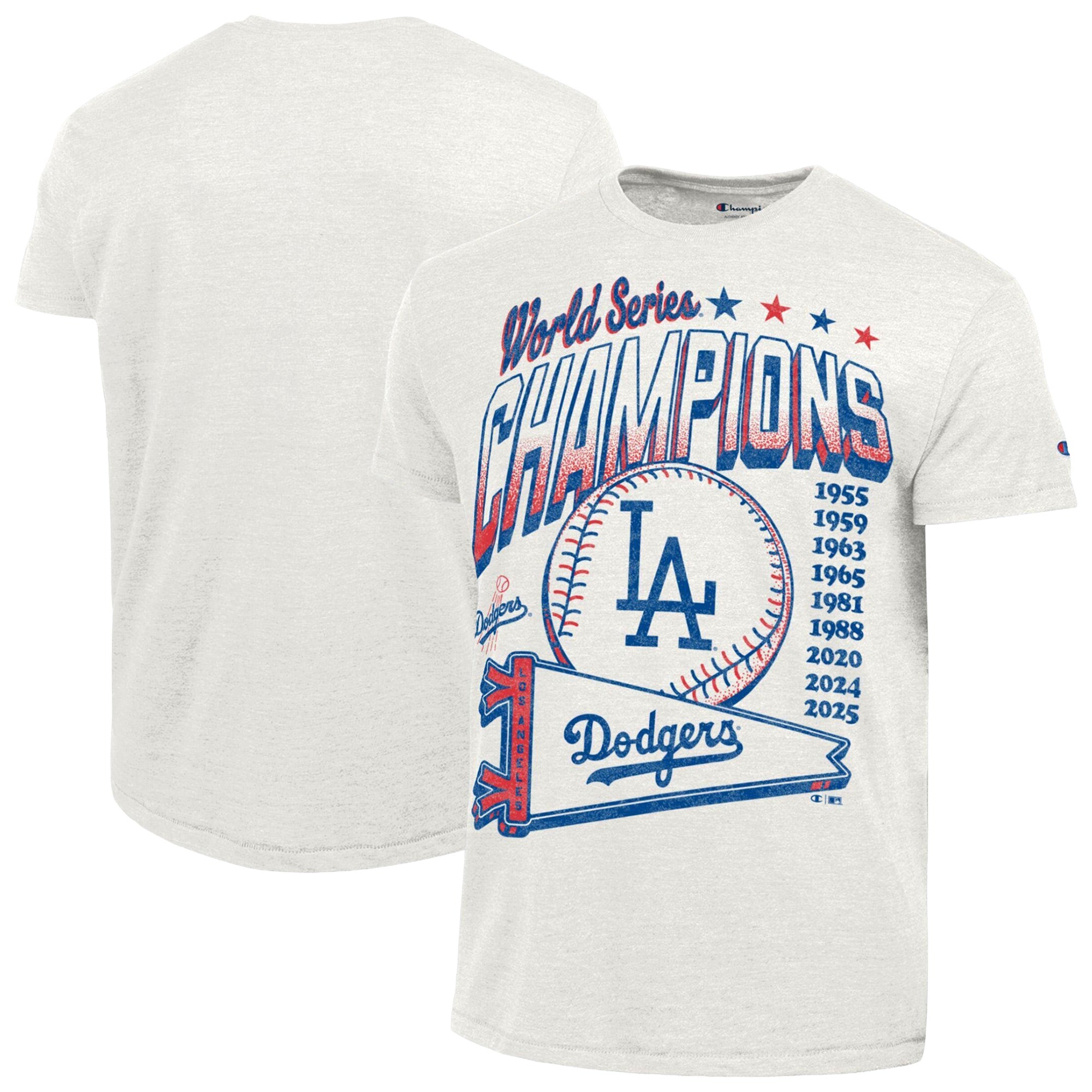 Men's Champion White Los Angeles Dodgers Winning Tradition Cooperstown Tri-Blend T-Shirt