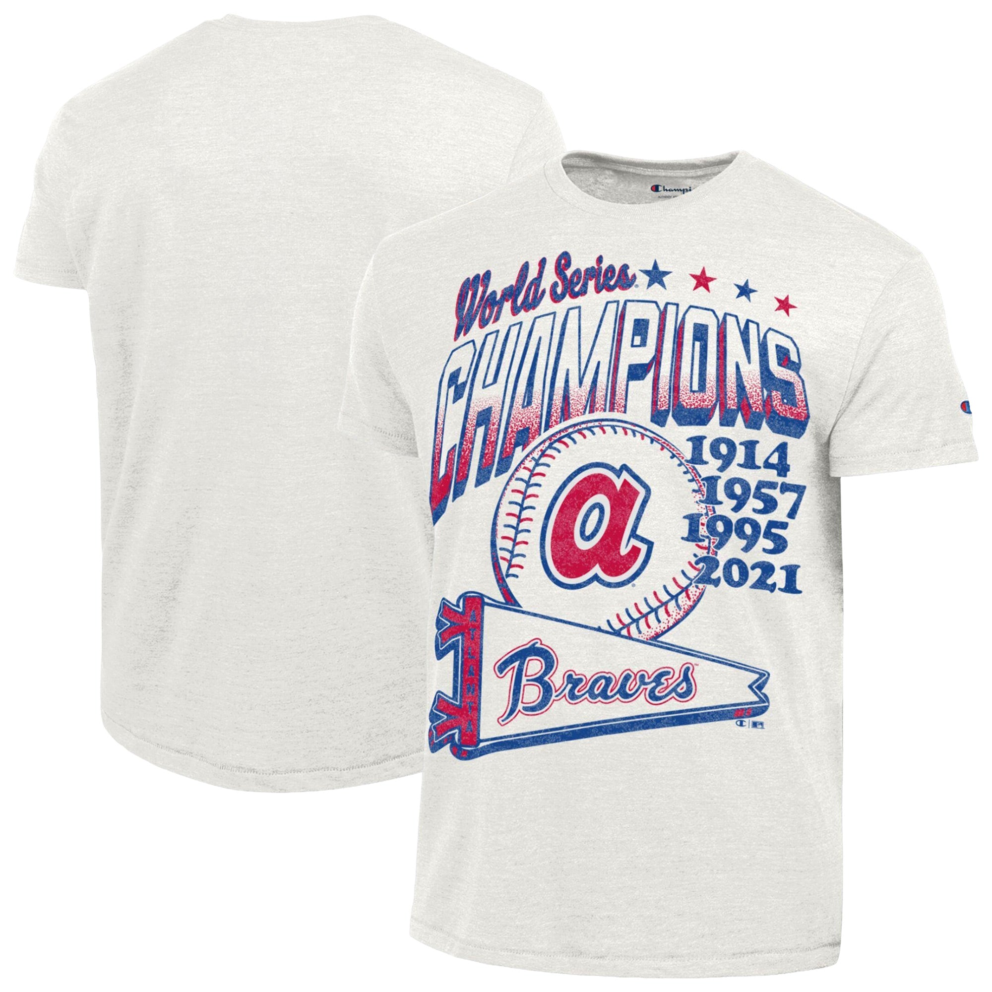 Men's Champion White Atlanta Braves Winning Tradition Cooperstown Tri-Blend T-Shirt