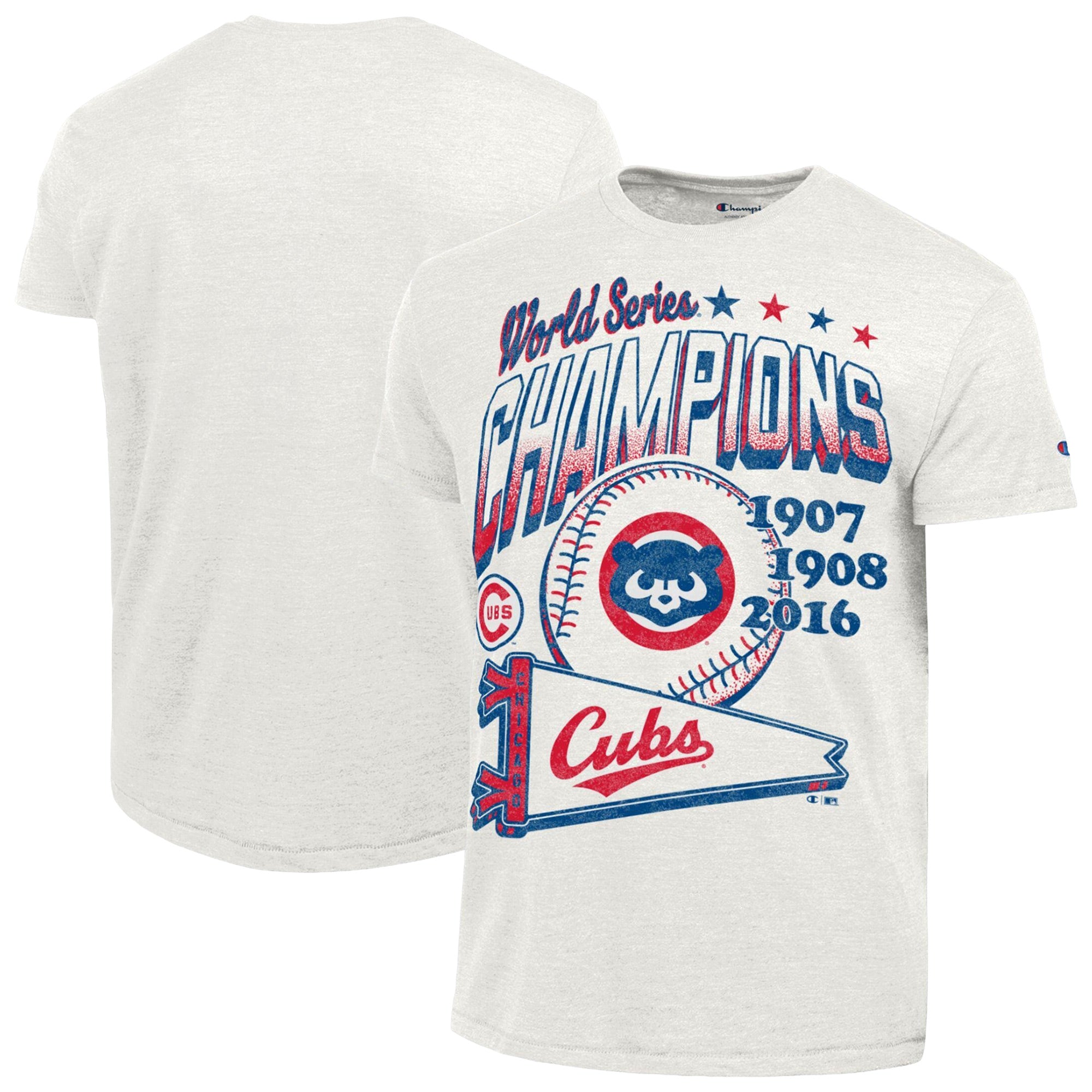Men's Champion White Chicago Cubs Winning Tradition Cooperstown Tri-Blend T-Shirt