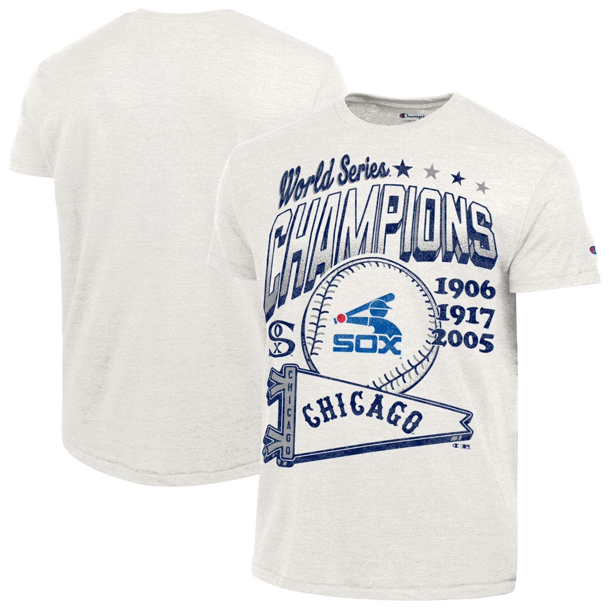 Men's Champion White Chicago White Sox Winning Tradition Cooperstown Tri-Blend T-Shirt