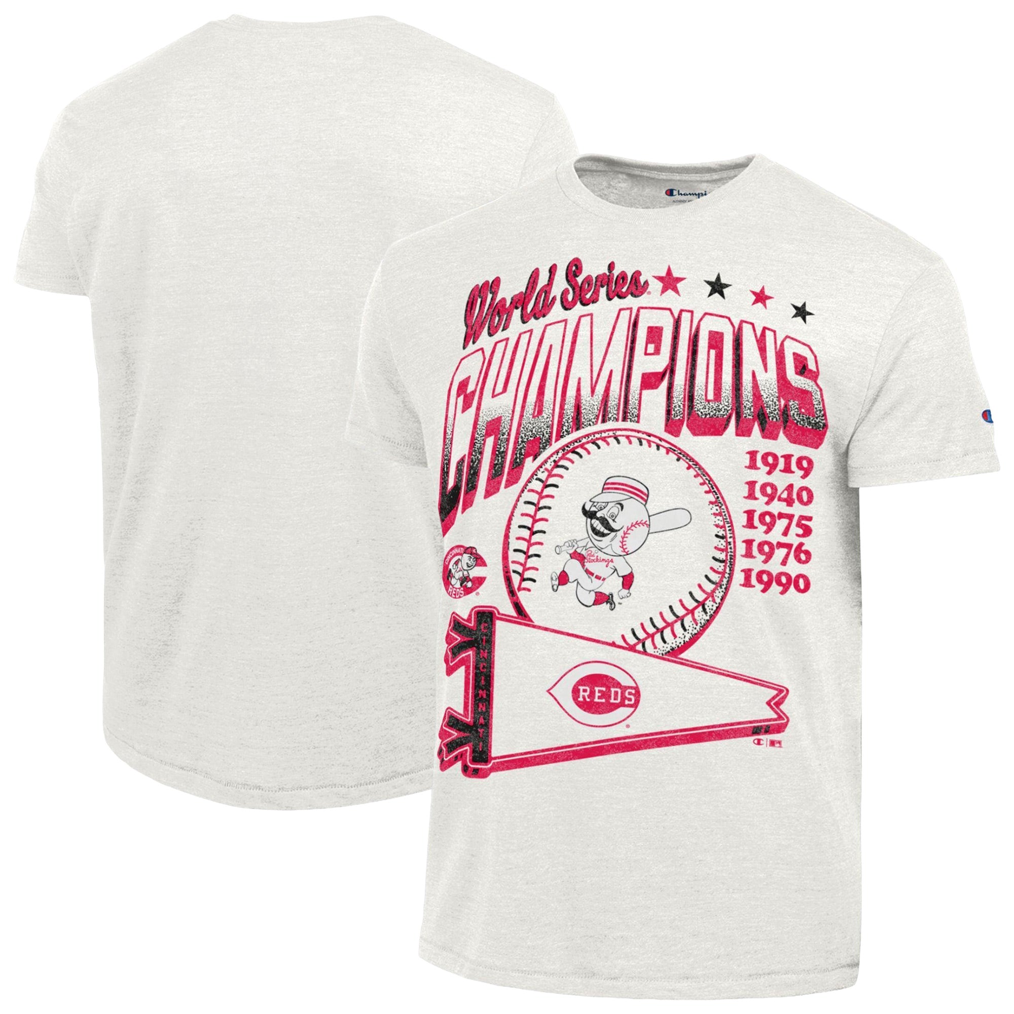 Men's Champion White Cincinnati Reds Winning Tradition Cooperstown Tri-Blend T-Shirt