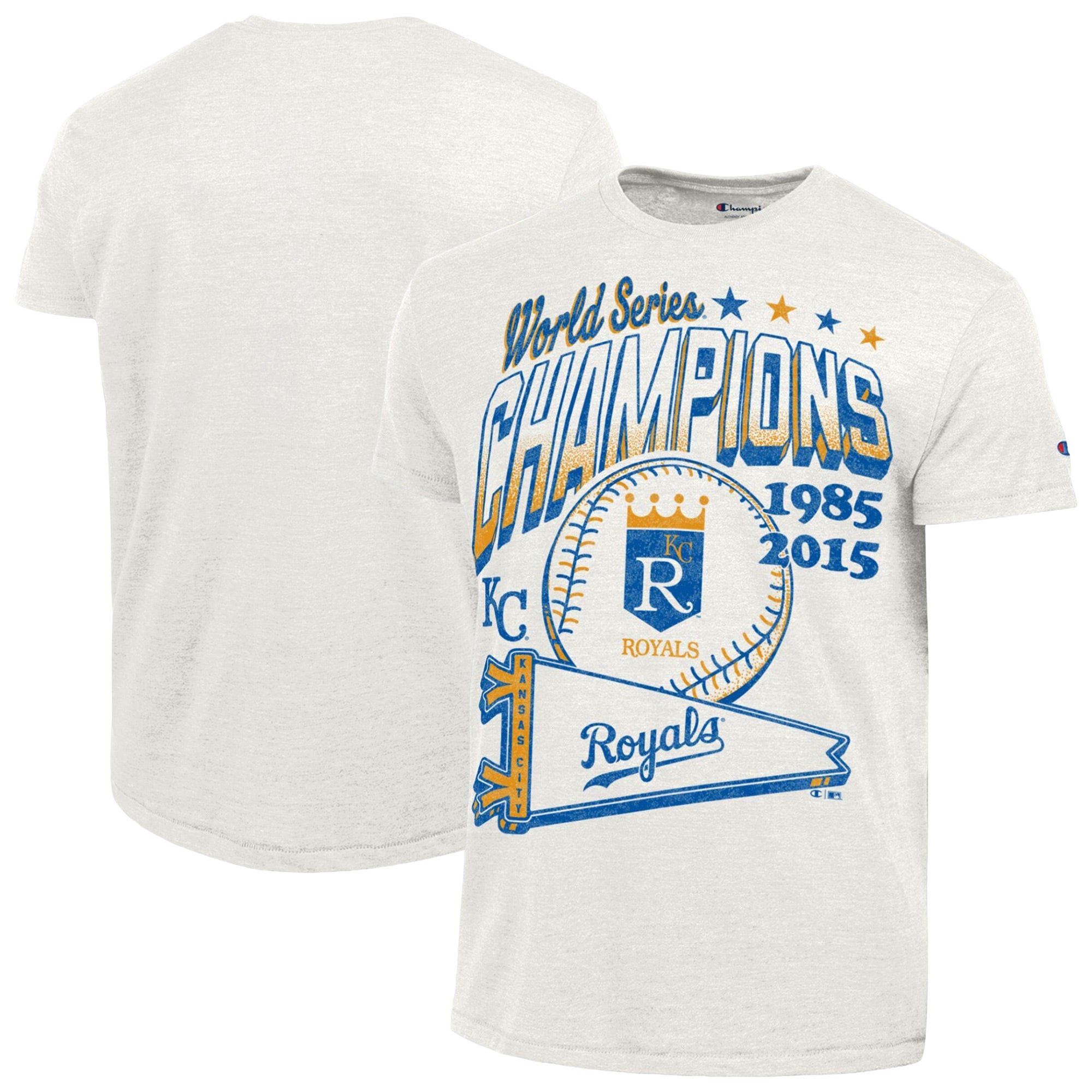 Men's Champion White Kansas City Royals Winning Tradition Cooperstown Tri-Blend T-Shirt