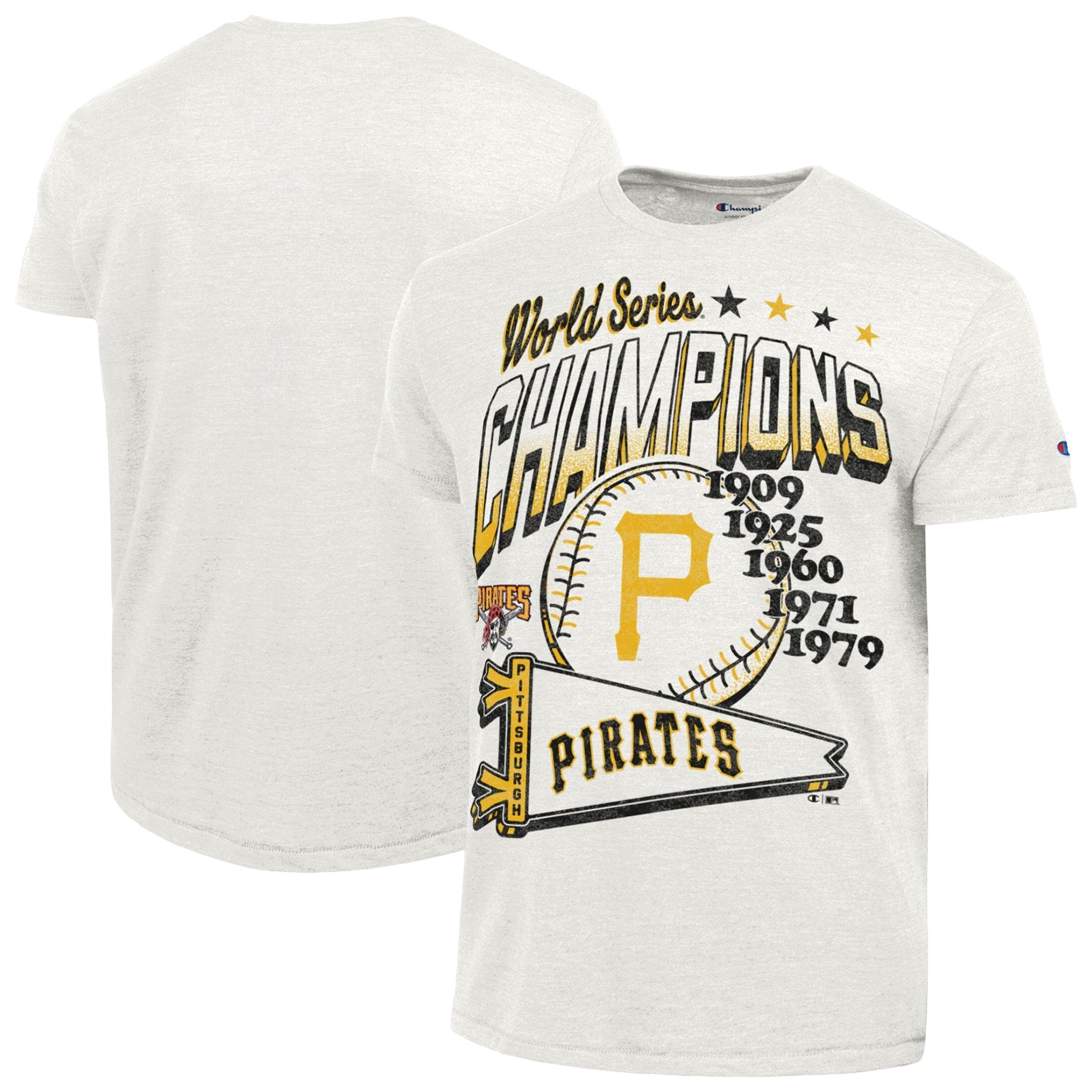 Men's Champion White Pittsburgh Pirates Winning Tradition Cooperstown Tri-Blend T-Shirt
