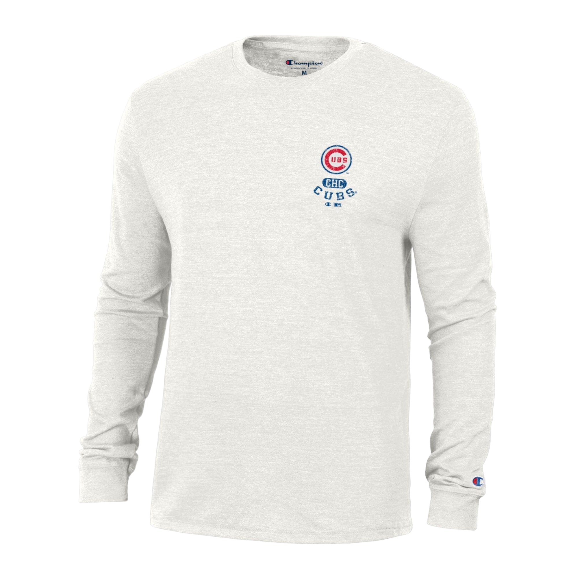 Men's Champion White Chicago Cubs Cooperstown Winning Tradition Tri-Blend Long Sleeve T-Shirt