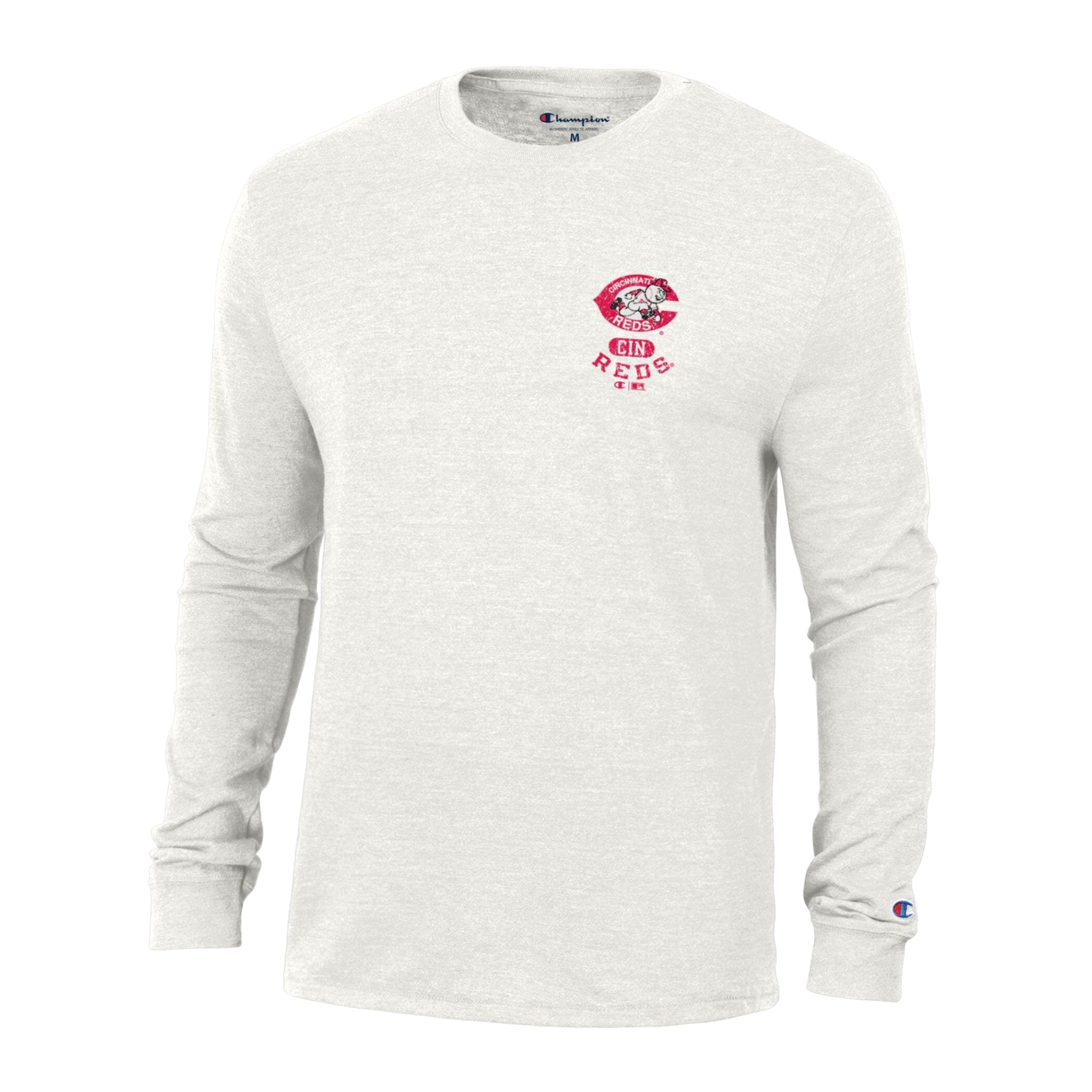 Men's Champion White Cincinnati Reds Cooperstown Winning Tradition Tri-Blend Long Sleeve T-Shirt
