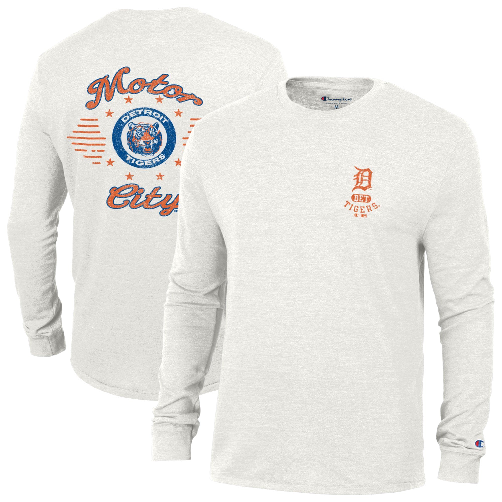 Men's Champion White Detroit Tigers Cooperstown Winning Tradition Tri-Blend Long Sleeve T-Shirt