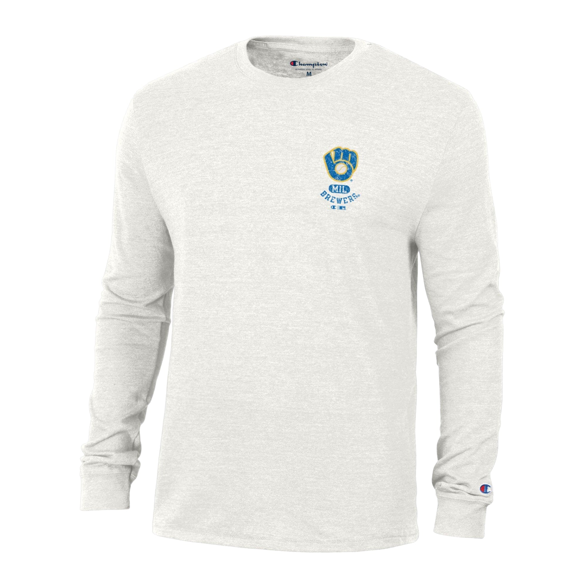 Men's Champion White Milwaukee Brewers Cooperstown Winning Tradition Tri-Blend Long Sleeve T-Shirt