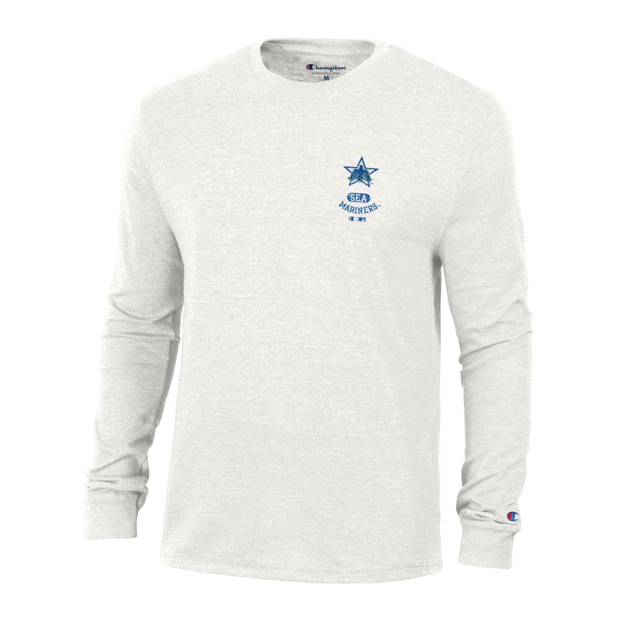 Men's Champion White Seattle Mariners Cooperstown Winning Tradition Tri-Blend Long Sleeve T-Shirt