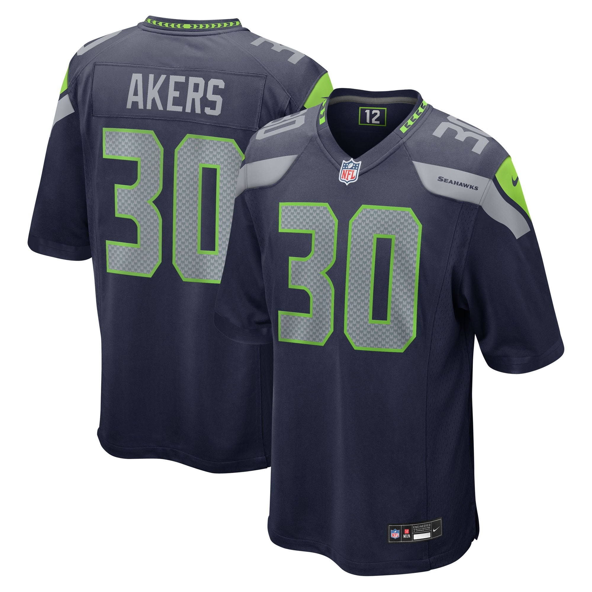 Men's Nike Cam Akers  College Navy Seattle Seahawks Team Game Jersey