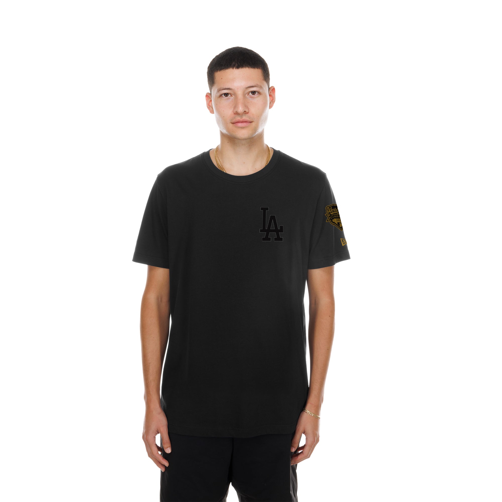 Men's New Era Black Los Angeles Dodgers 2026 Gold Collection Logo & Patch T-Shirt