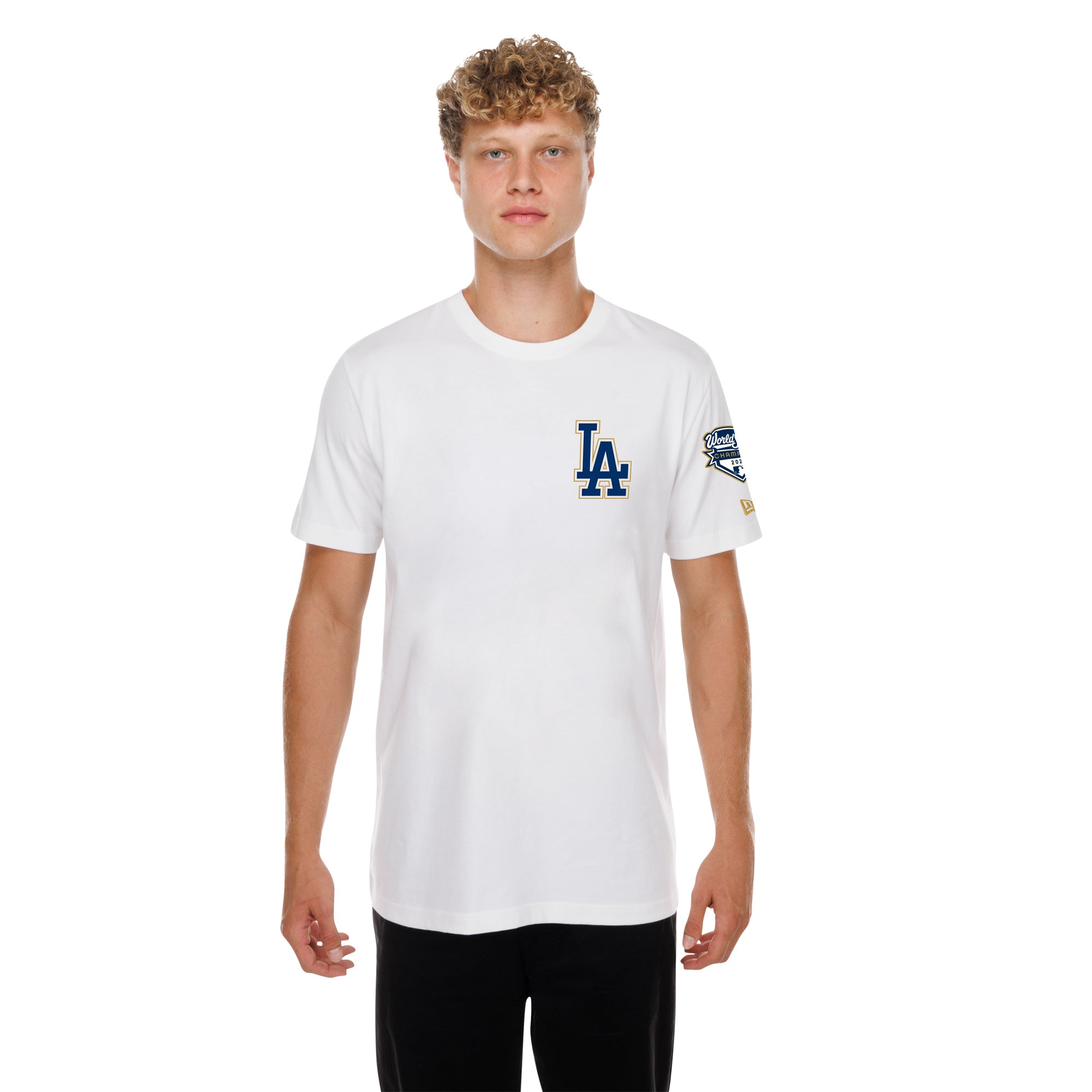 Men's New Era White Los Angeles Dodgers 2026 Gold Collection Logo & Patch T-Shirt