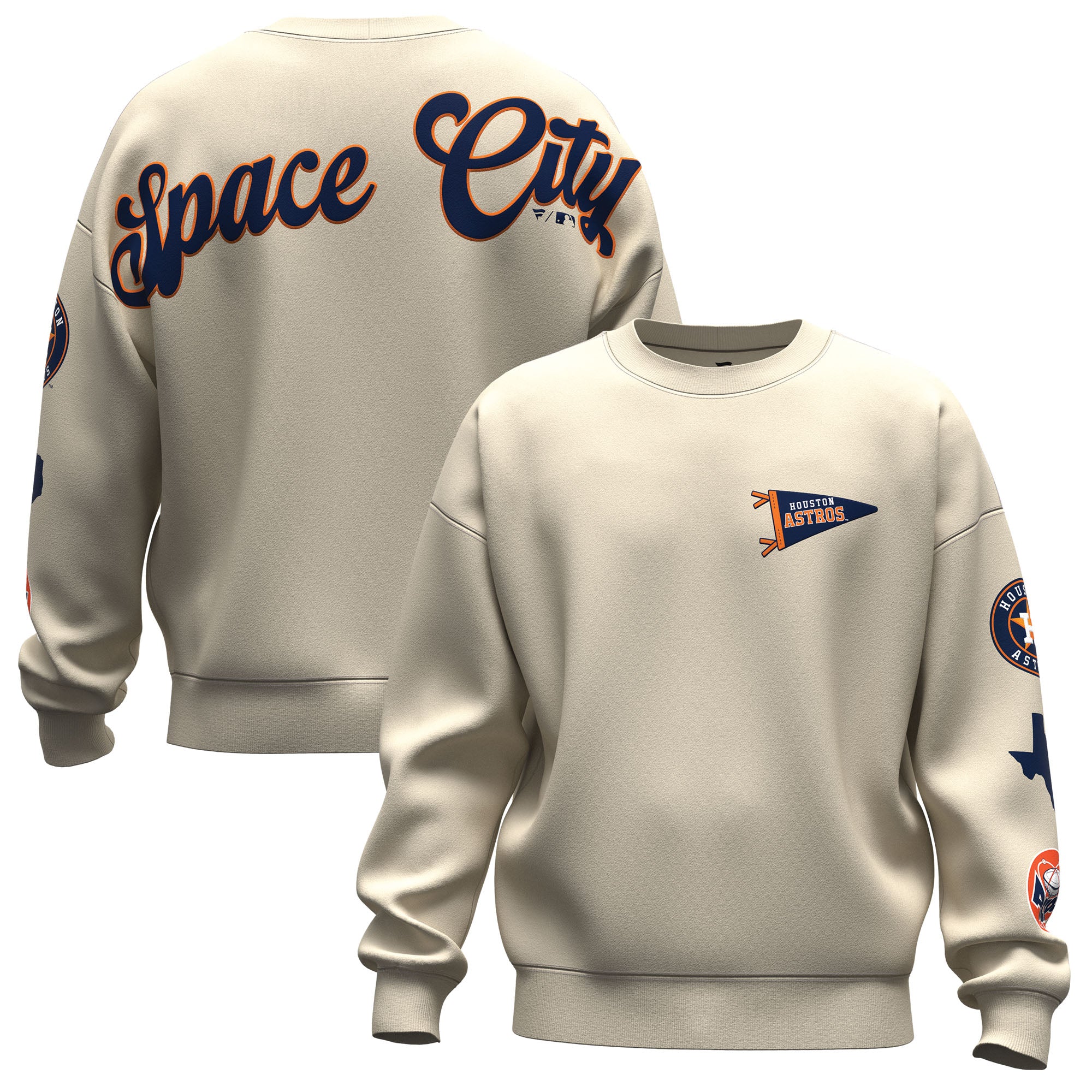 Unisex Fanatics  Tan Houston Astros Spirit Jersey Fleece Crewneck Pennant Sweatshirt