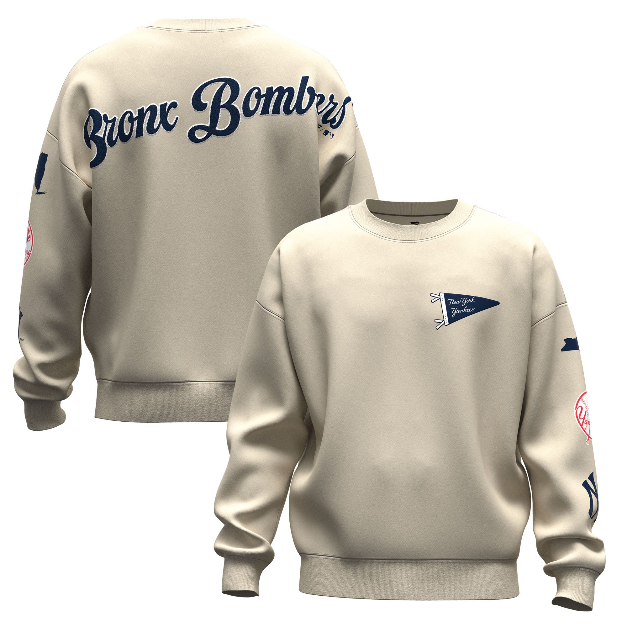 Unisex Fanatics  Tan New York Yankees Spirit Jersey Fleece Crewneck Pennant Sweatshirt