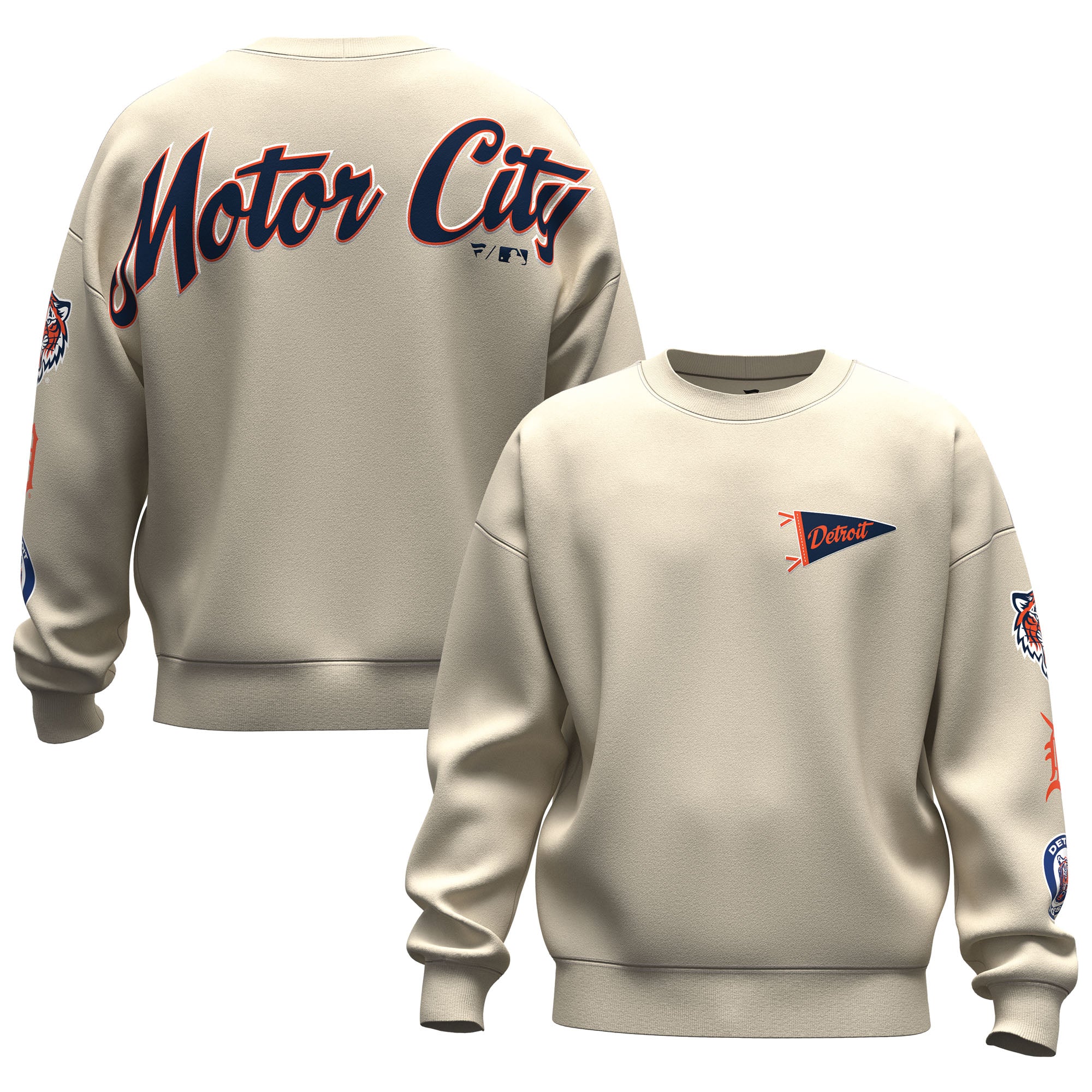 Unisex Fanatics  Tan Detroit Tigers Spirit Jersey Fleece Crewneck Pennant Sweatshirt