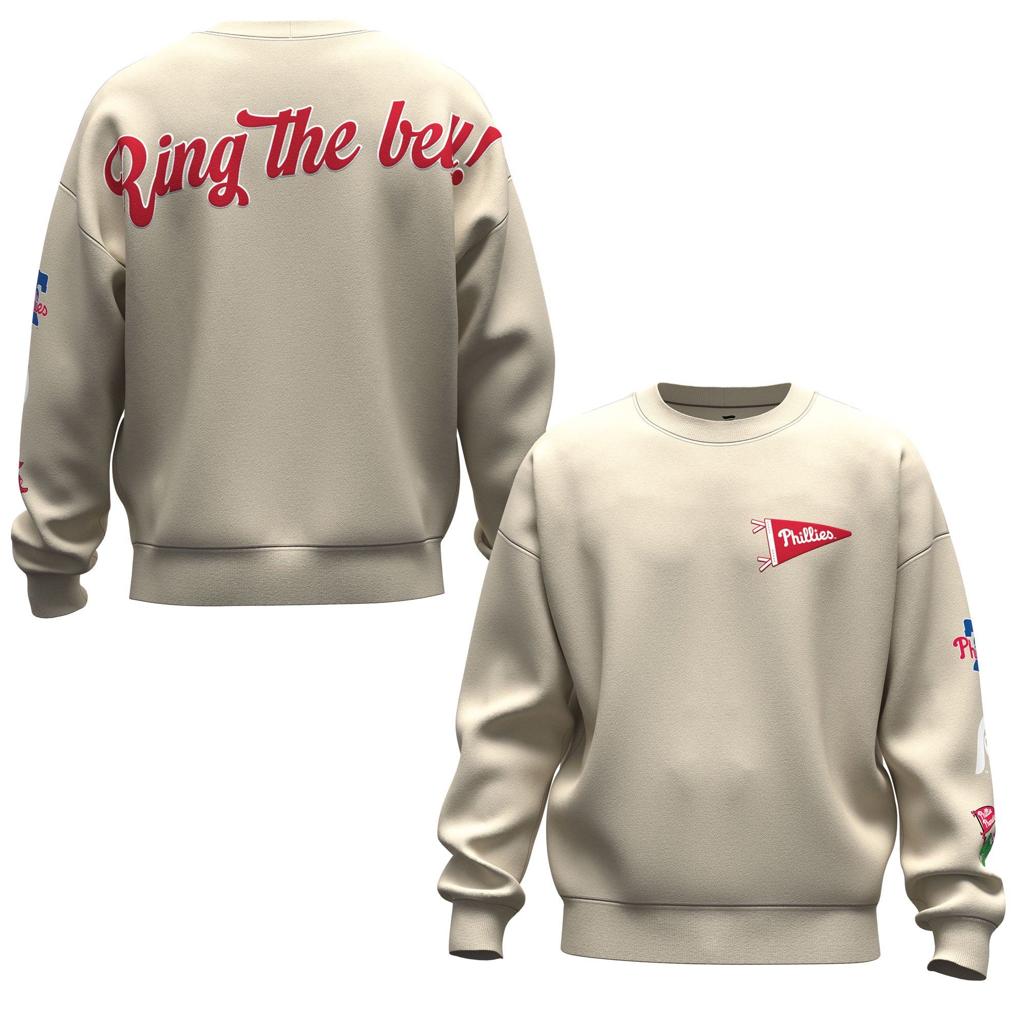 Unisex Fanatics  Tan Philadelphia Phillies Spirit Jersey Fleece Crewneck Pennant Sweatshirt