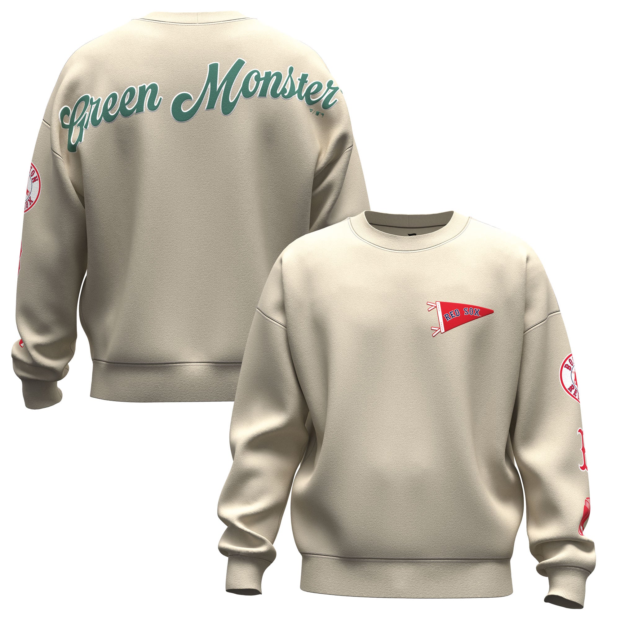 Unisex Fanatics  Tan Boston Red Sox Spirit Jersey Fleece Crewneck Pennant Sweatshirt