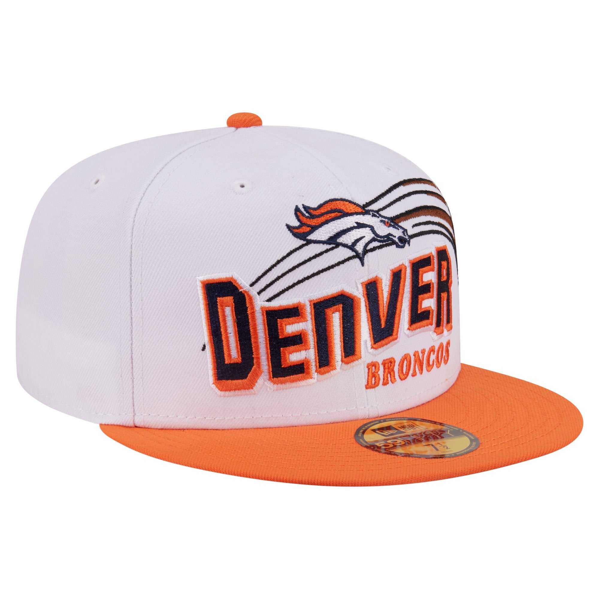 Men's New Era White/Orange Denver Broncos Retro Swoop 59FIFTY Fitted Hat