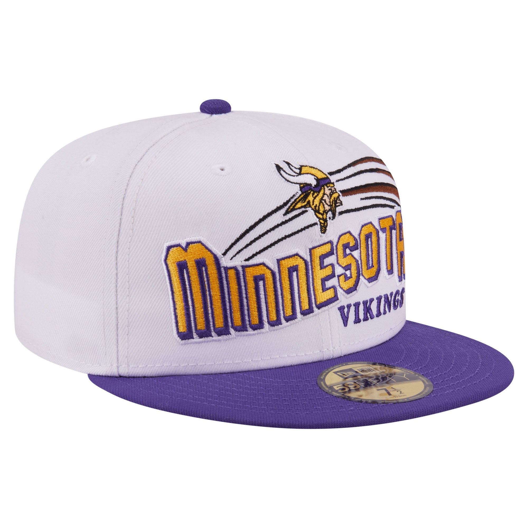 Men's New Era White/Purple Minnesota Vikings Retro Swoop 59FIFTY Fitted Hat