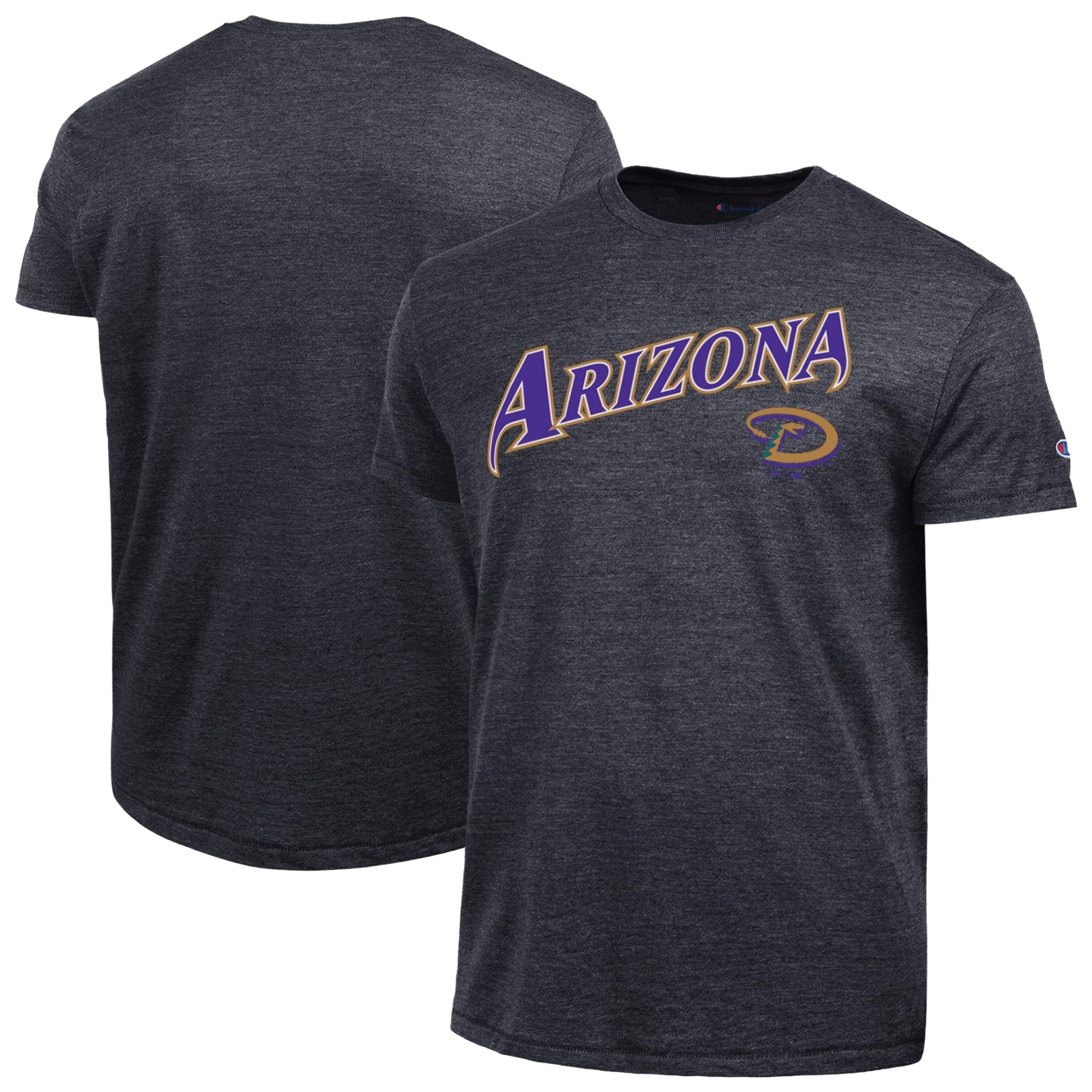 Men's Champion Black Arizona Diamondbacks Cooperstown Wordmark Lockup Tri-Blend T-Shirt