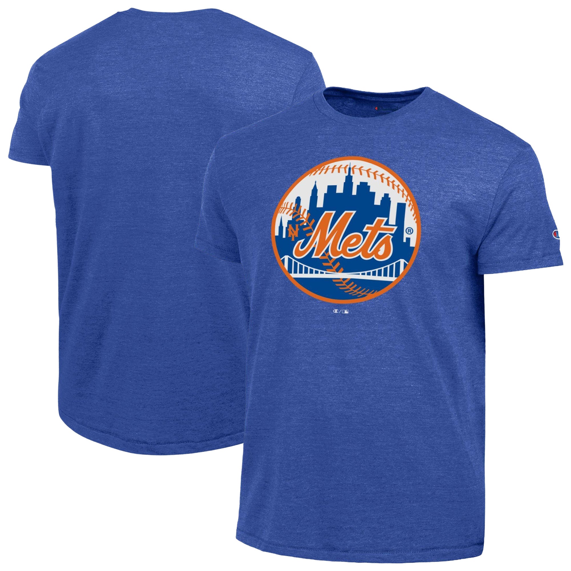 Men's Champion Royal New York Mets Cooperstown Logo Tri-Blend T-Shirt