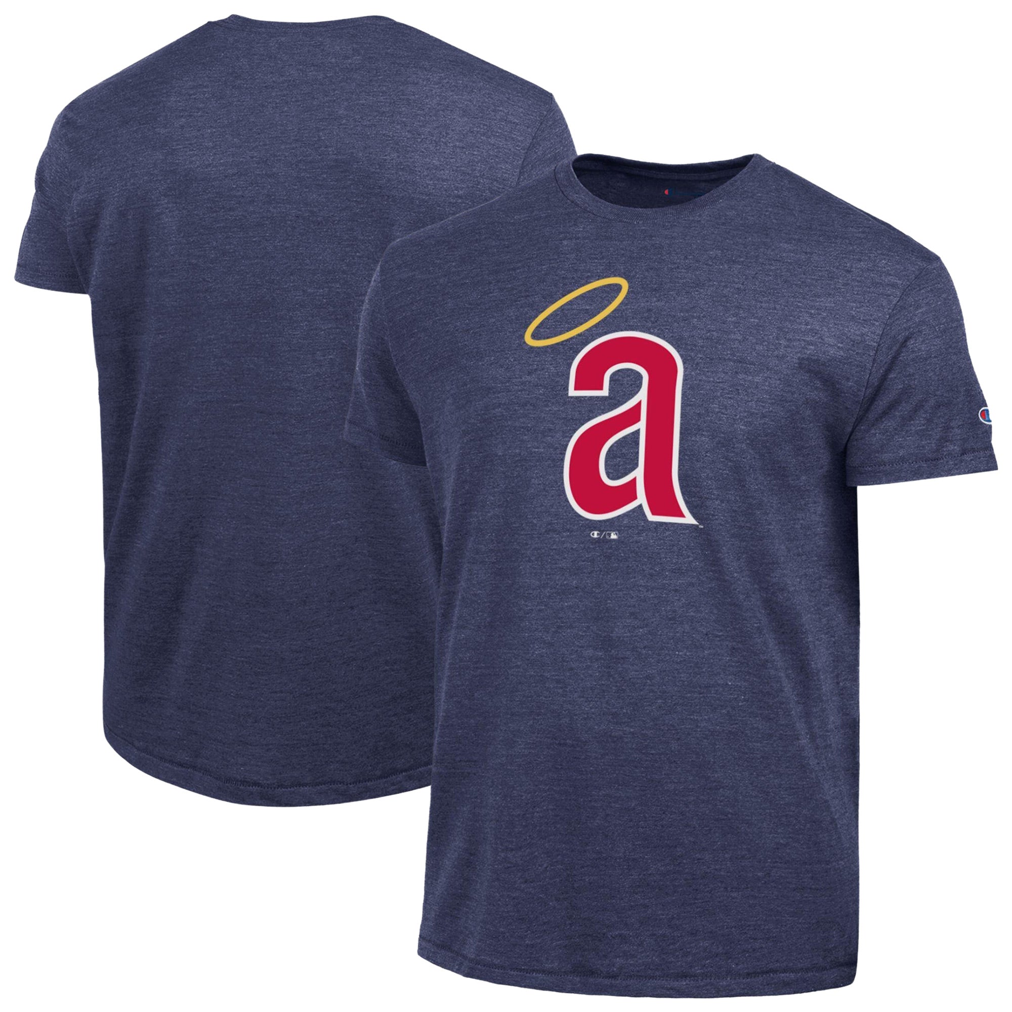 Men's Champion Navy California Angels Cooperstown Logo Tri-Blend T-Shirt