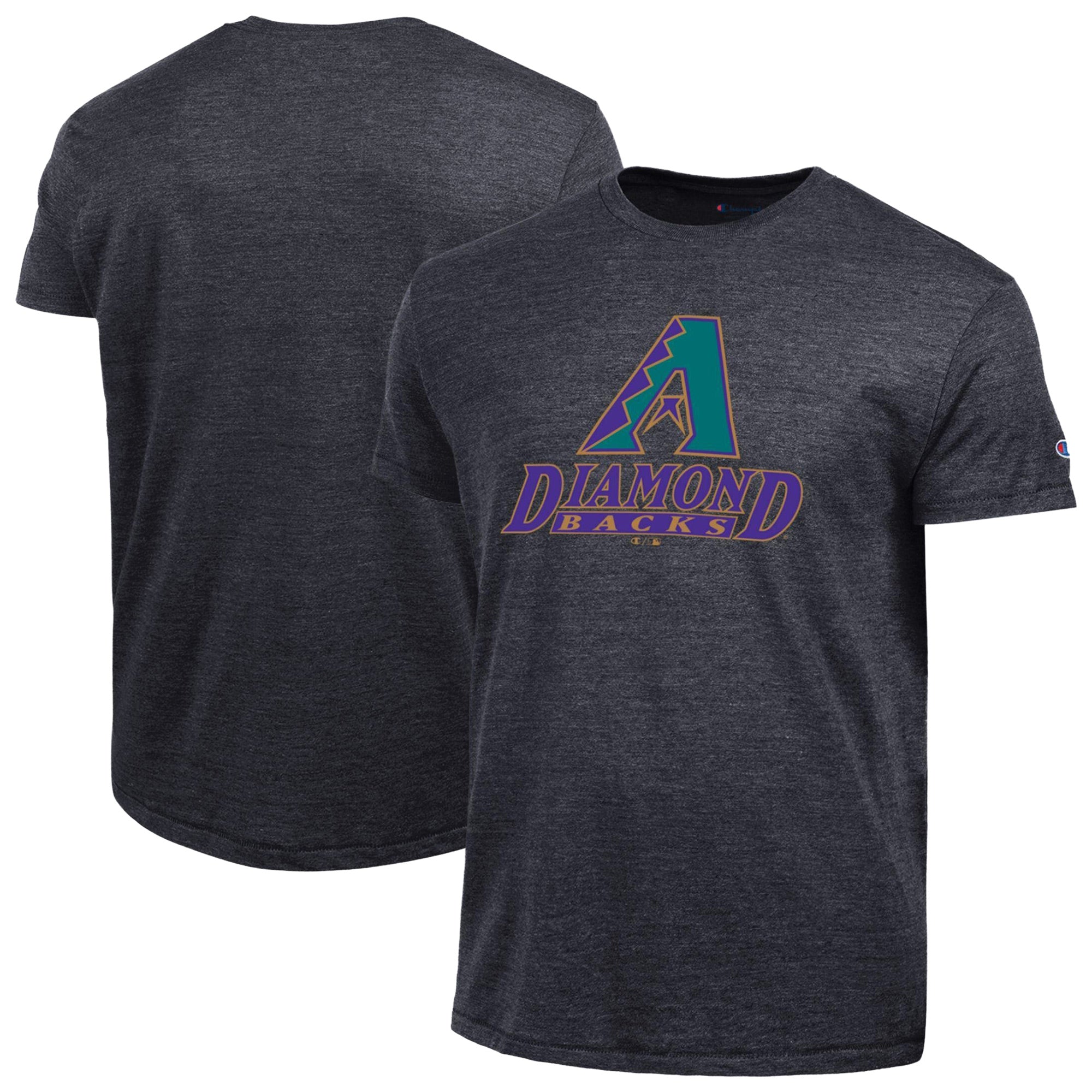 Men's Champion Black Arizona Diamondbacks Cooperstown Logo Tri-Blend T-Shirt