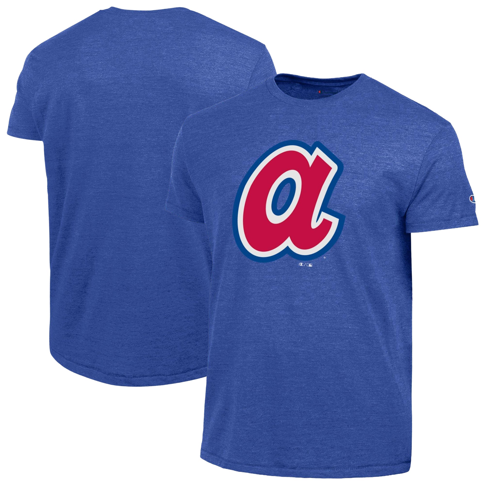 Men's Champion Royal Atlanta Braves Cooperstown Logo Tri-Blend T-Shirt