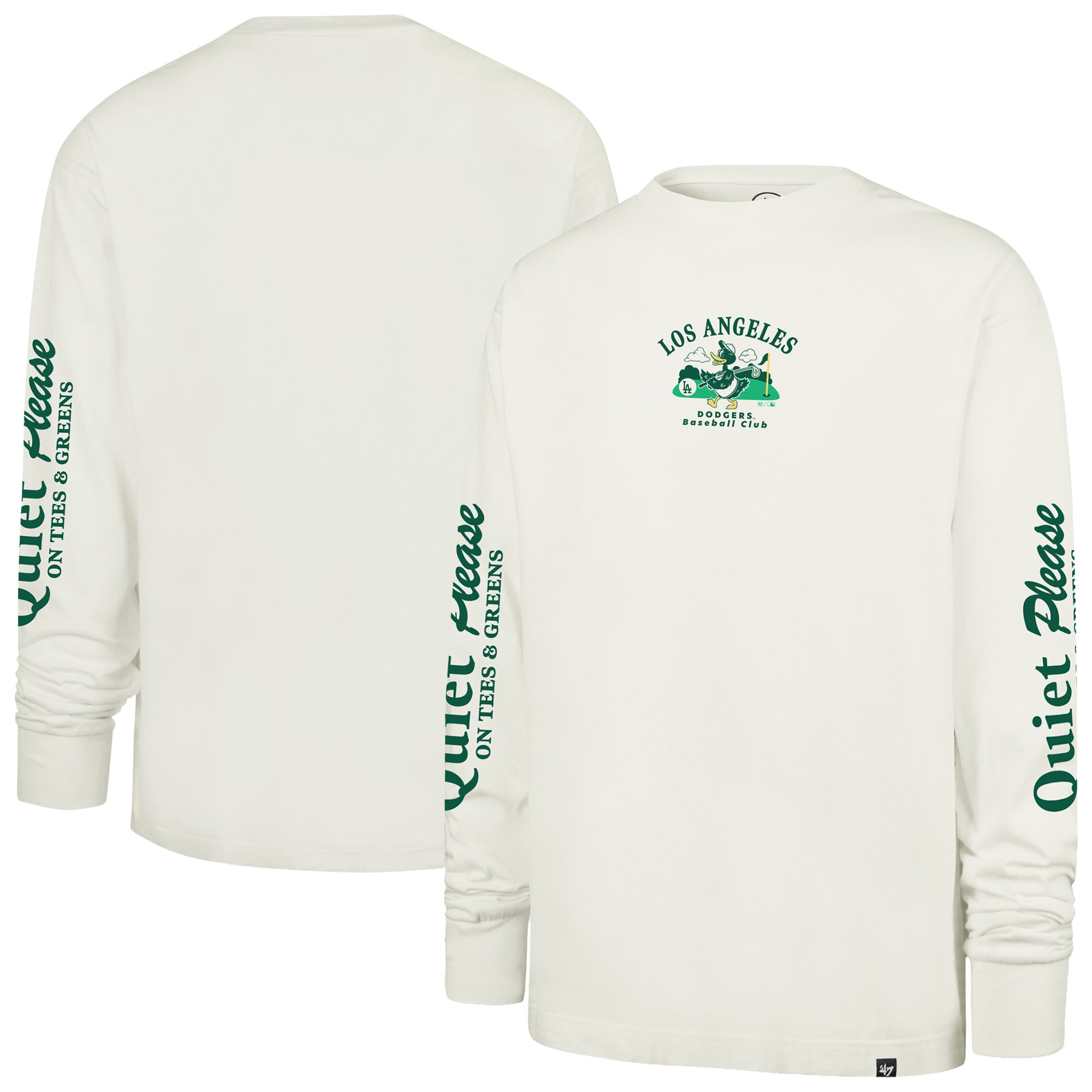 Men's '47 Cream Los Angeles Dodgers Quiet Please Foundation Long Sleeve T-Shirt