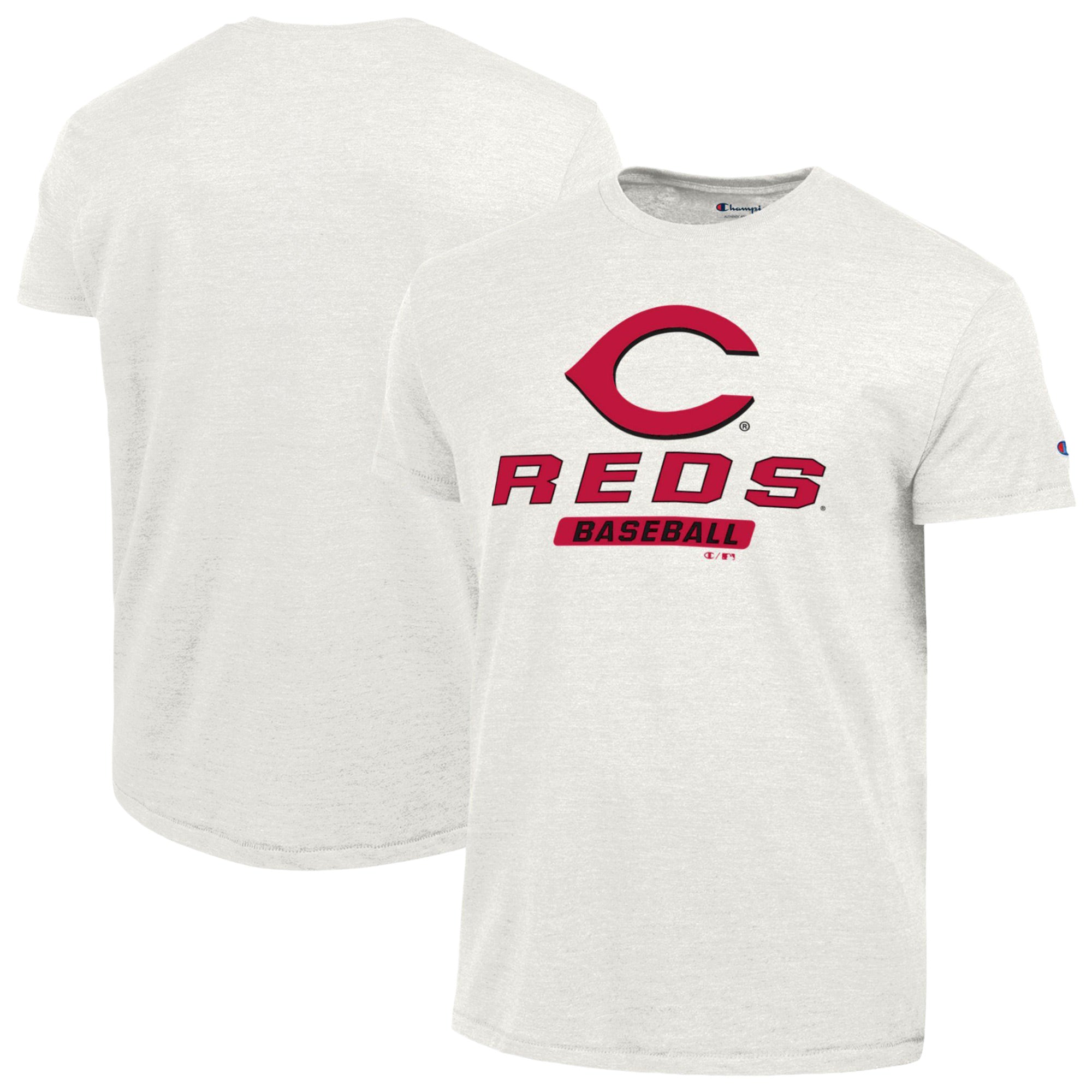 Men's Champion White Cincinnati Reds Ultimate Tri-blend T-Shirt