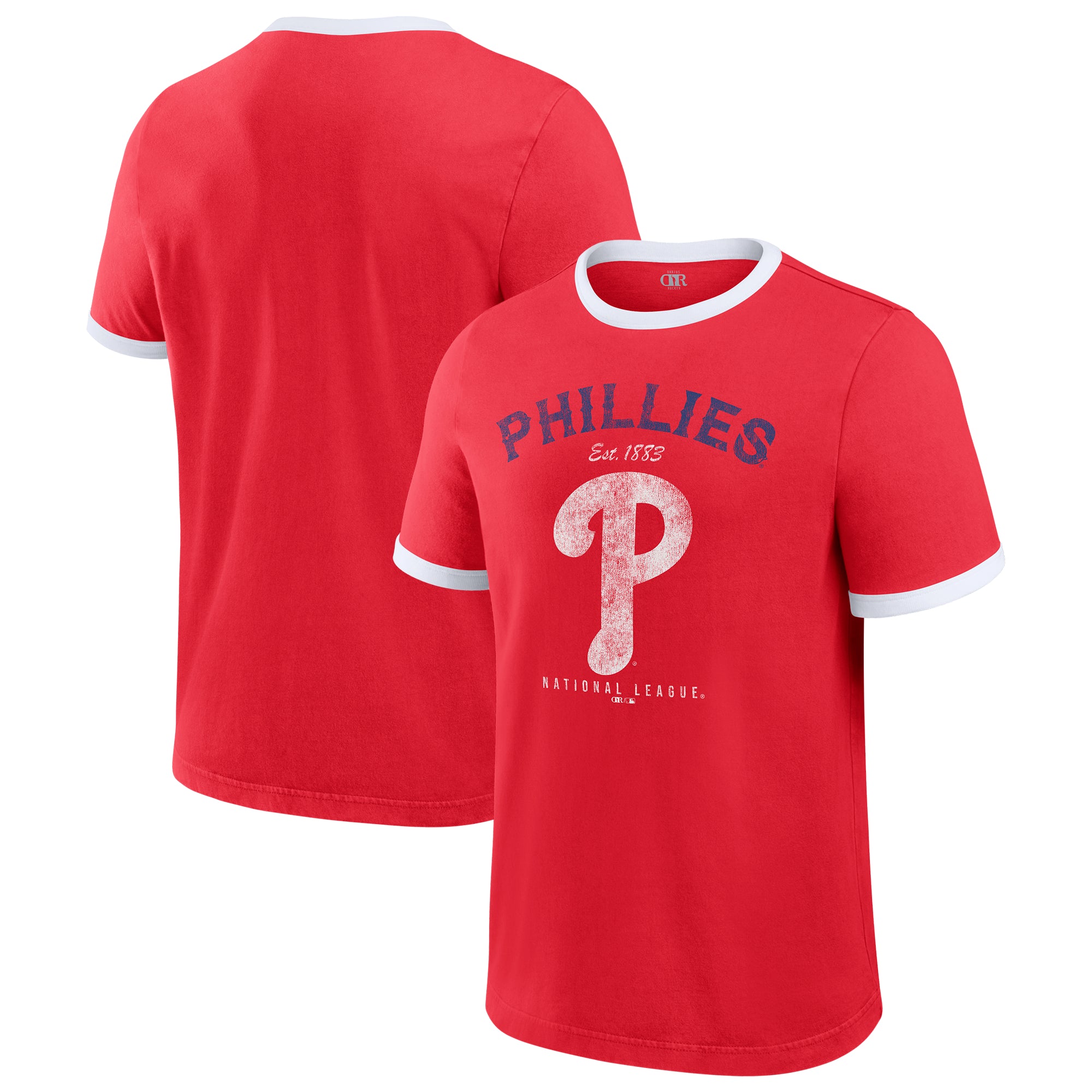 Men's Darius Rucker Collection by Fanatics Red Philadelphia Phillies Washed Ringer T-Shirt