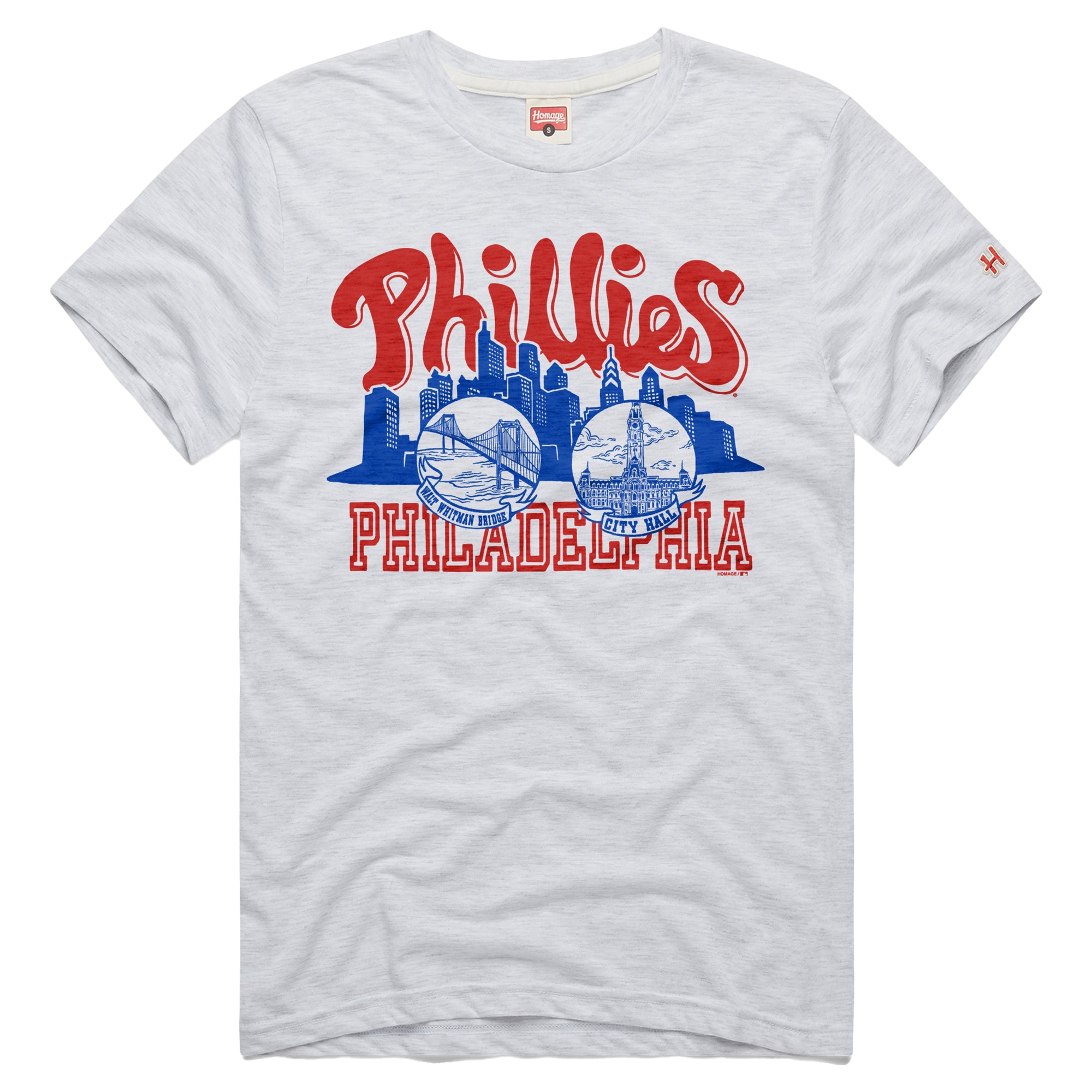 Men's Homage Ash Philadelphia Phillies Tri-Blend Hyperlocal T-Shirt