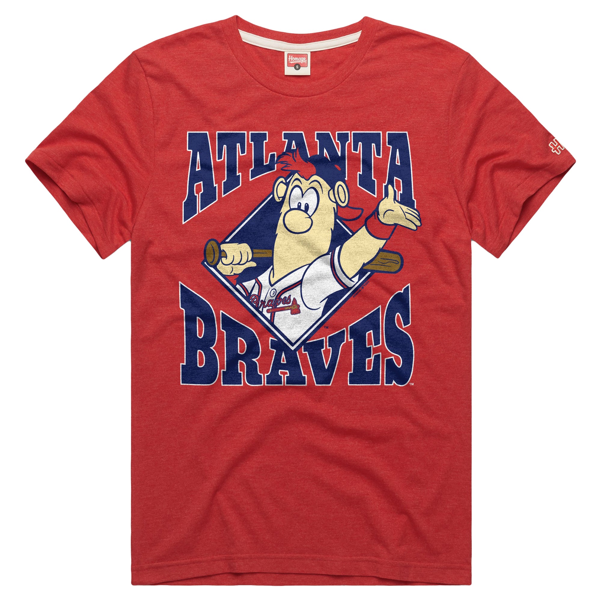 Men's Homage Red Atlanta Braves Tri-Blend Hyperlocal T-Shirt