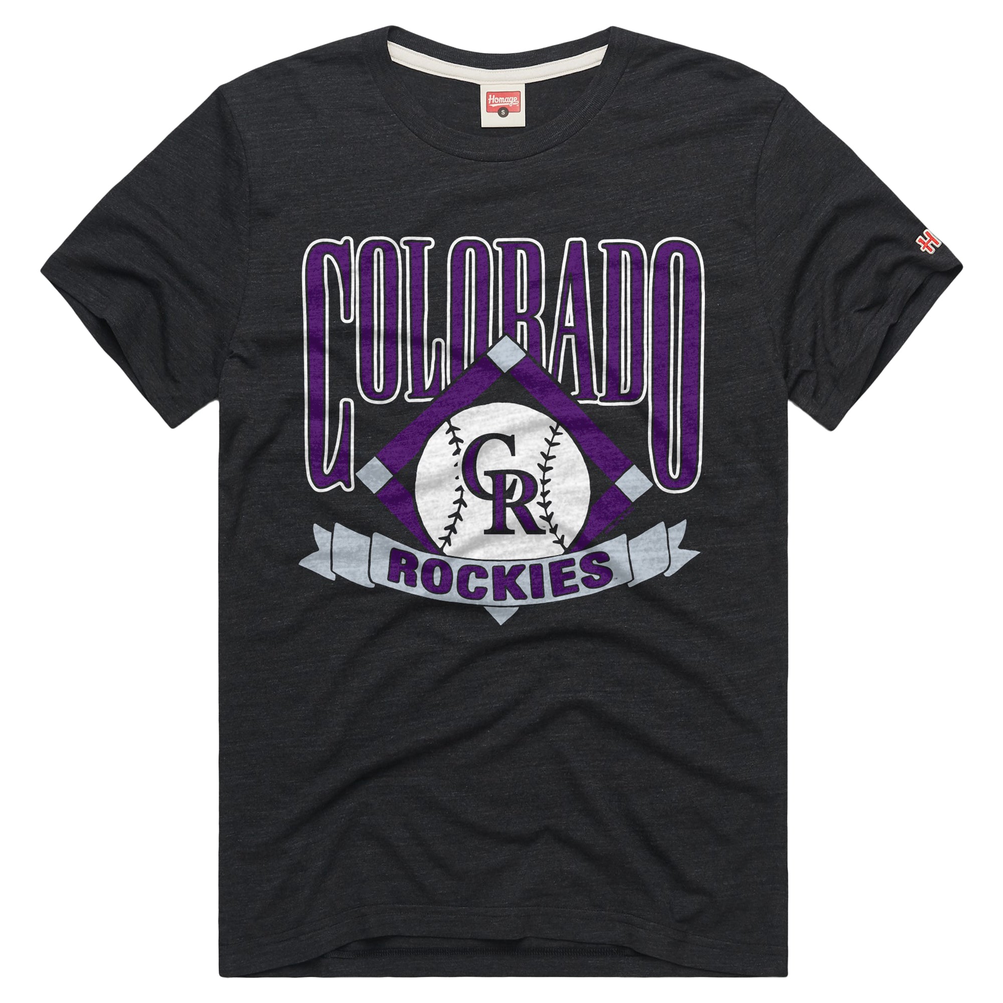 Men's Homage Charcoal Colorado Rockies Tri-Blend Hyperlocal T-Shirt