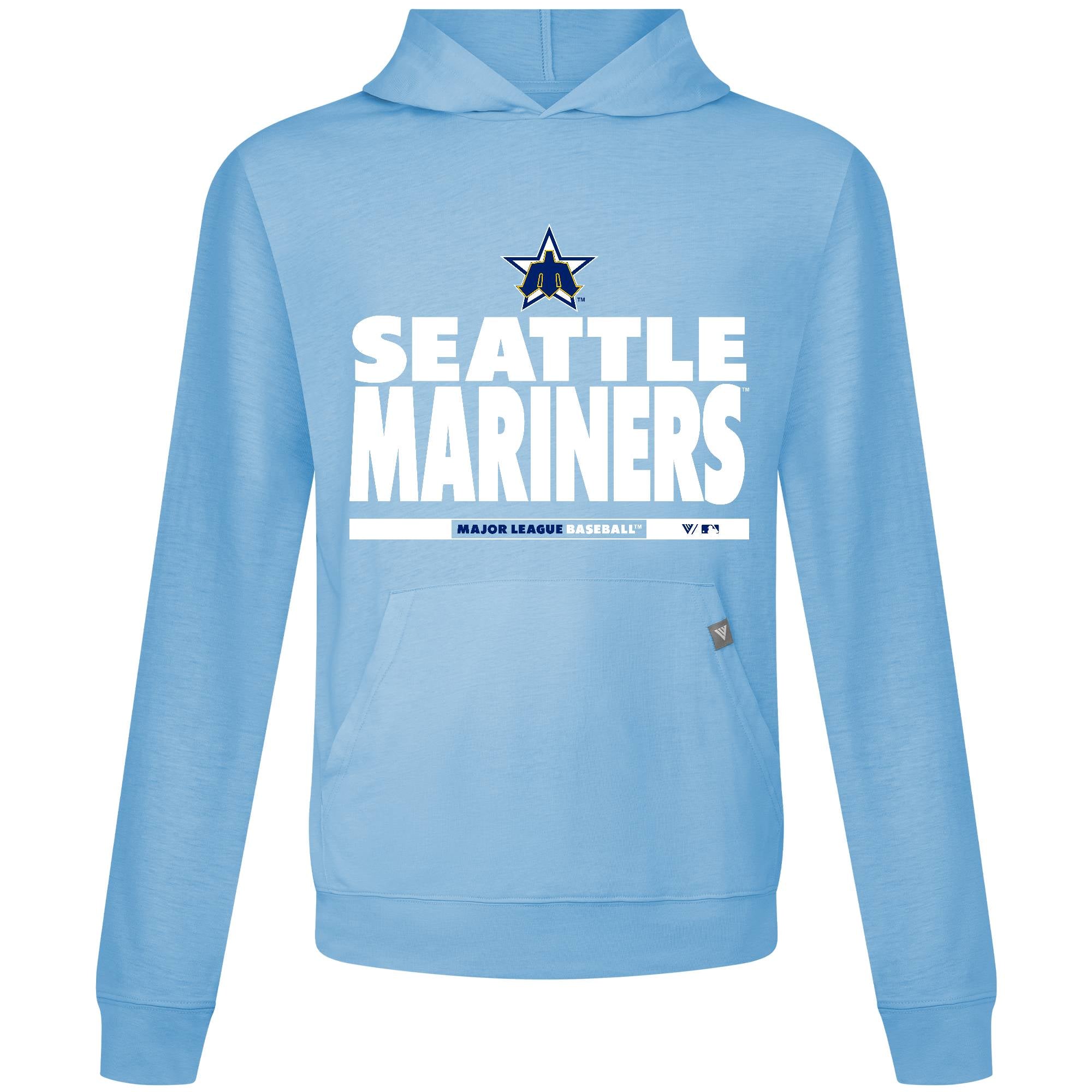Men's Levelwear Light Blue Seattle Mariners Relay Center Stage Long Sleeve Hooded T-Shirt