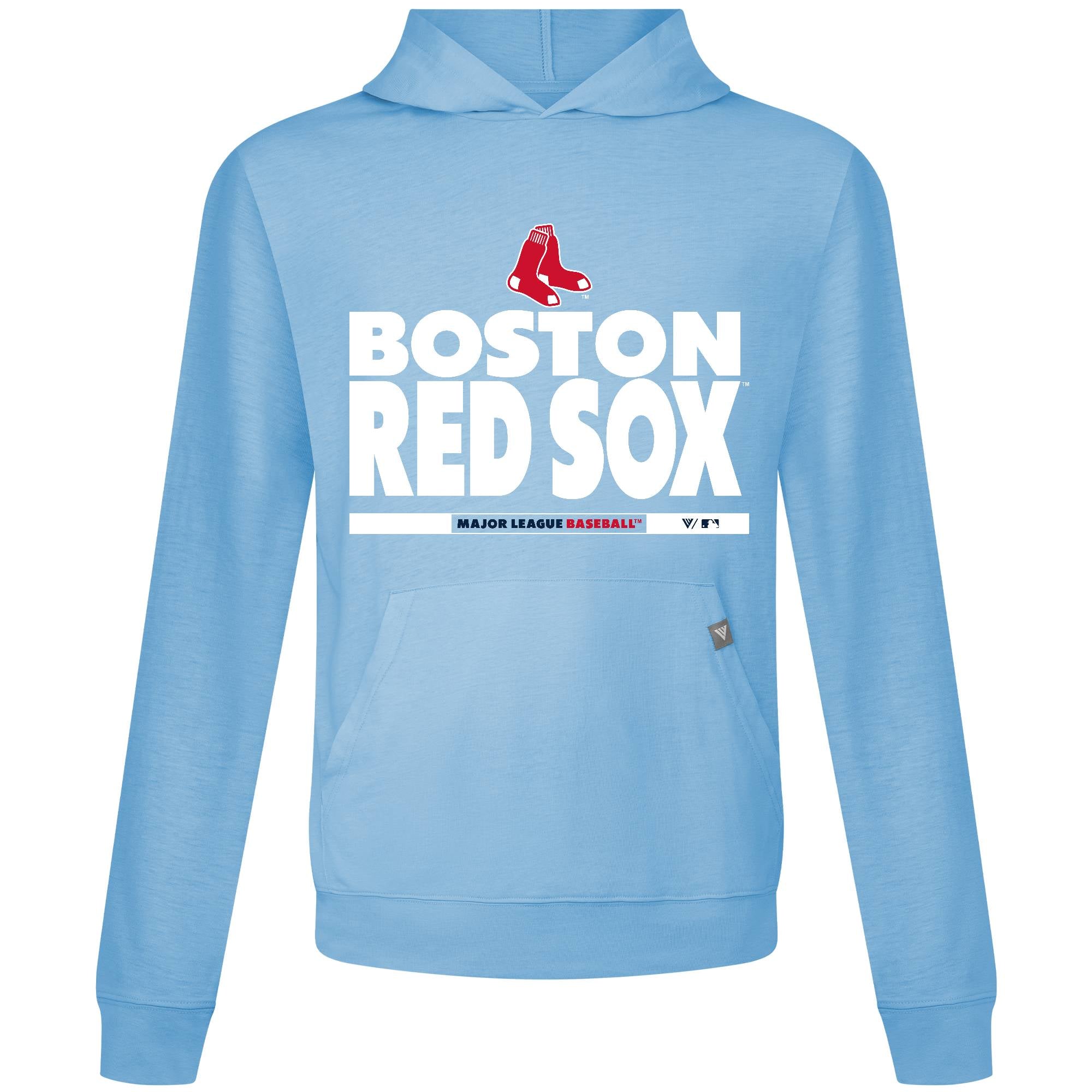 Men's Levelwear Light Blue Boston Red Sox Relay Center Stage Long Sleeve Hooded T-Shirt
