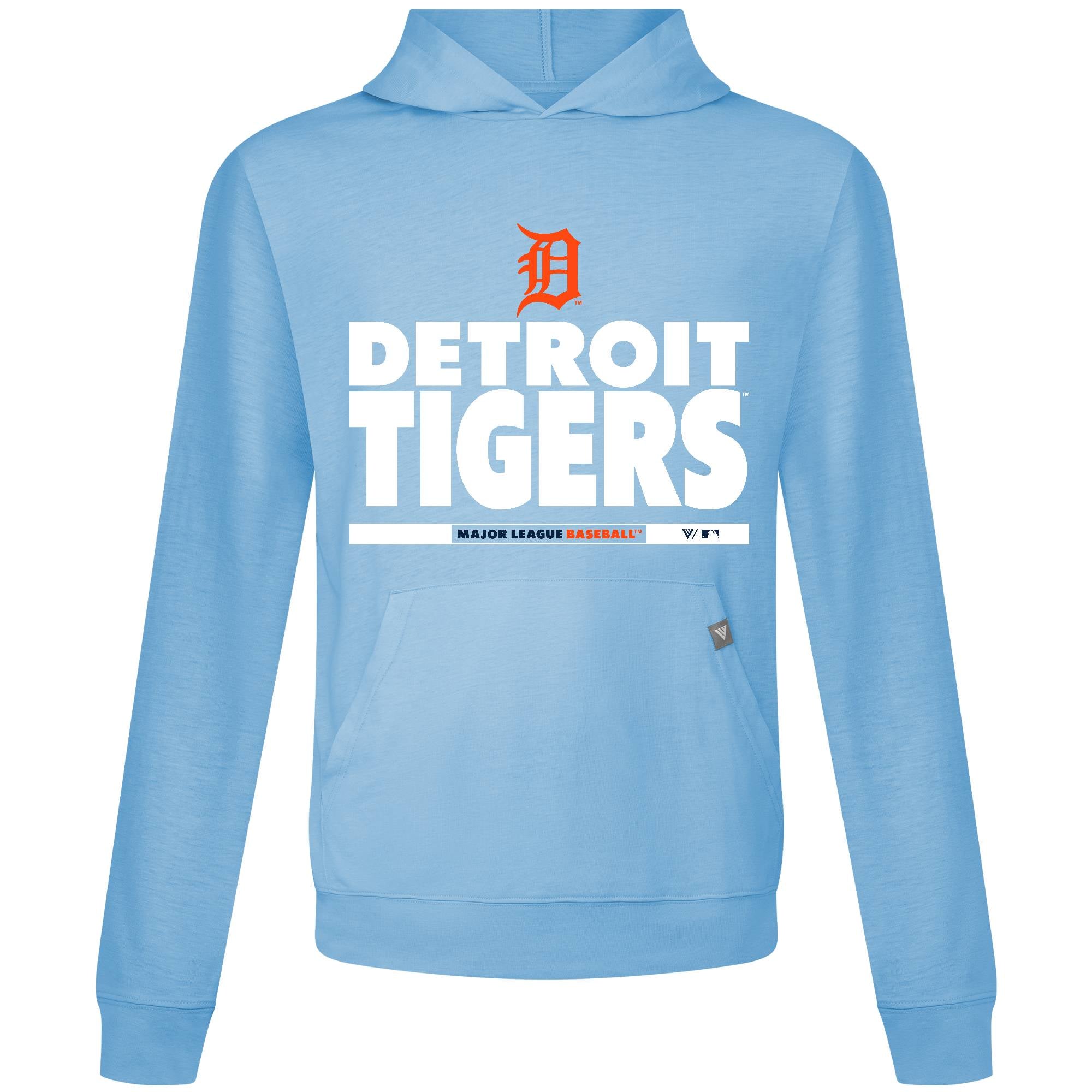 Men's Levelwear Light Blue Detroit Tigers Relay Center Stage Long Sleeve Hooded T-Shirt