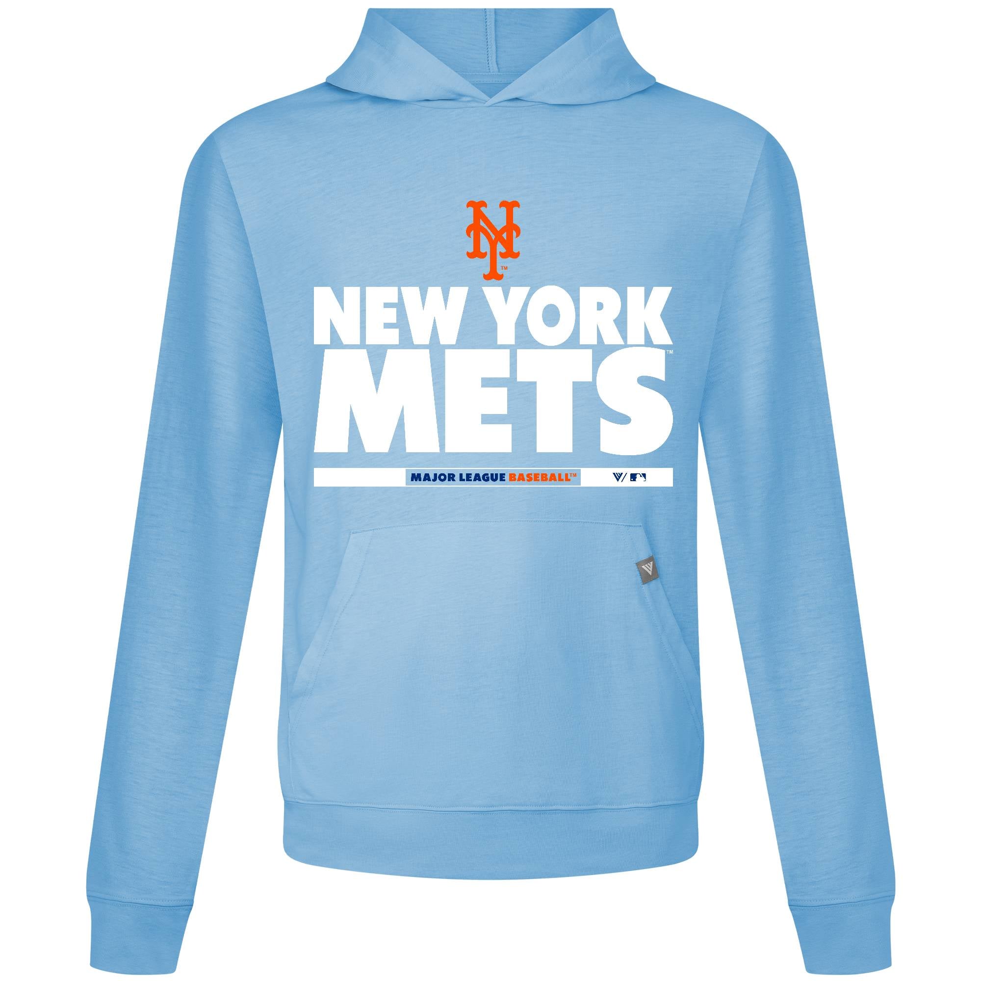 Men's Levelwear Light Blue New York Mets Relay Center Stage Long Sleeve Hooded T-Shirt