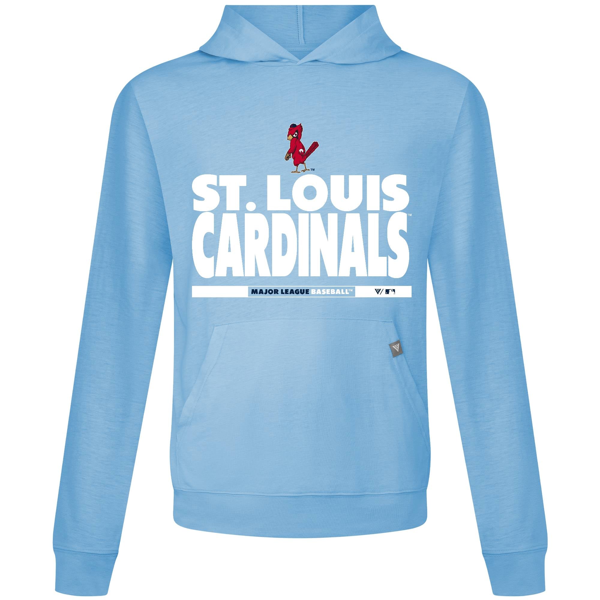 Men's Levelwear Light Blue St. Louis Cardinals Relay Center Stage Long Sleeve Hooded T-Shirt