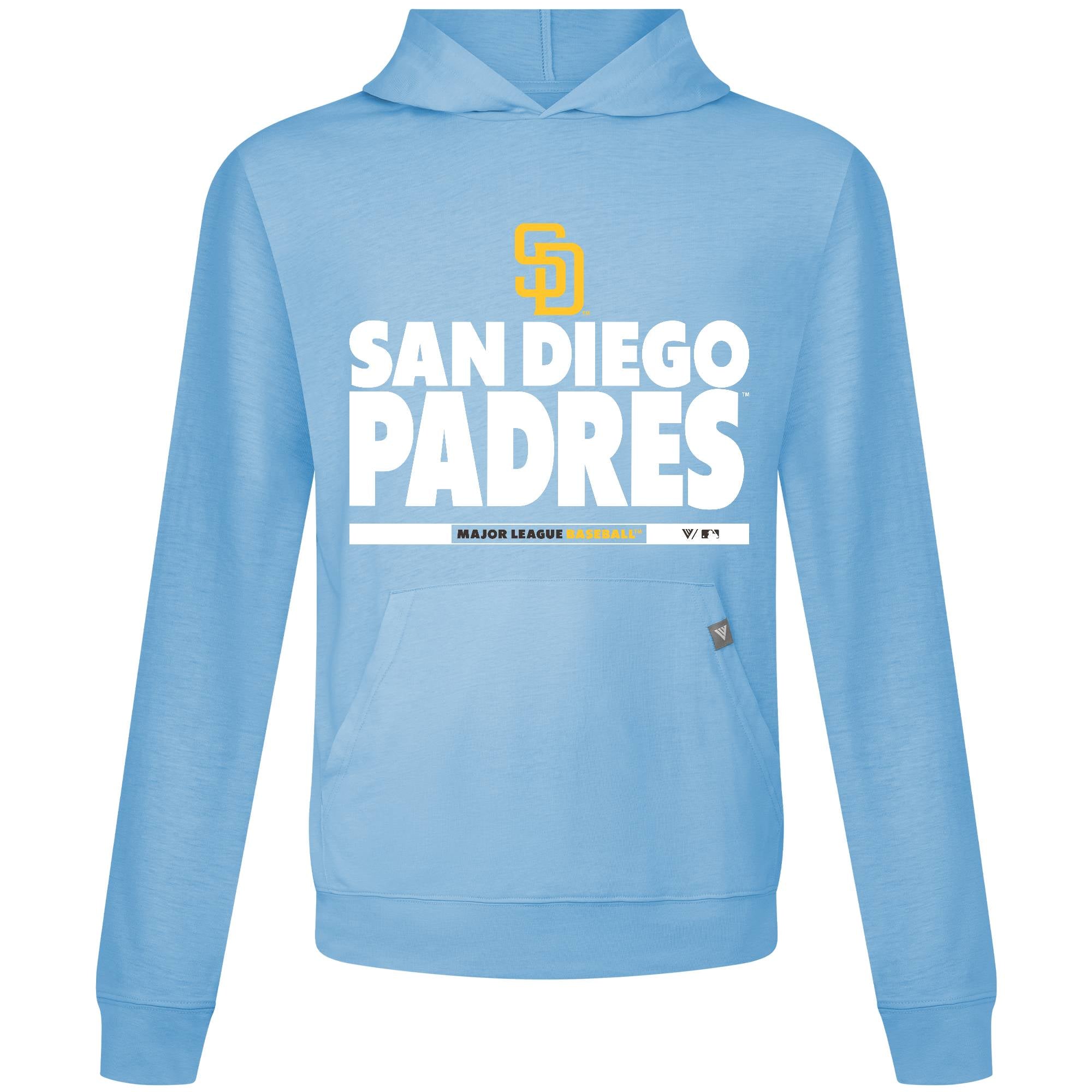 Men's Levelwear Light Blue San Diego Padres Relay Center Stage Long Sleeve Hooded T-Shirt