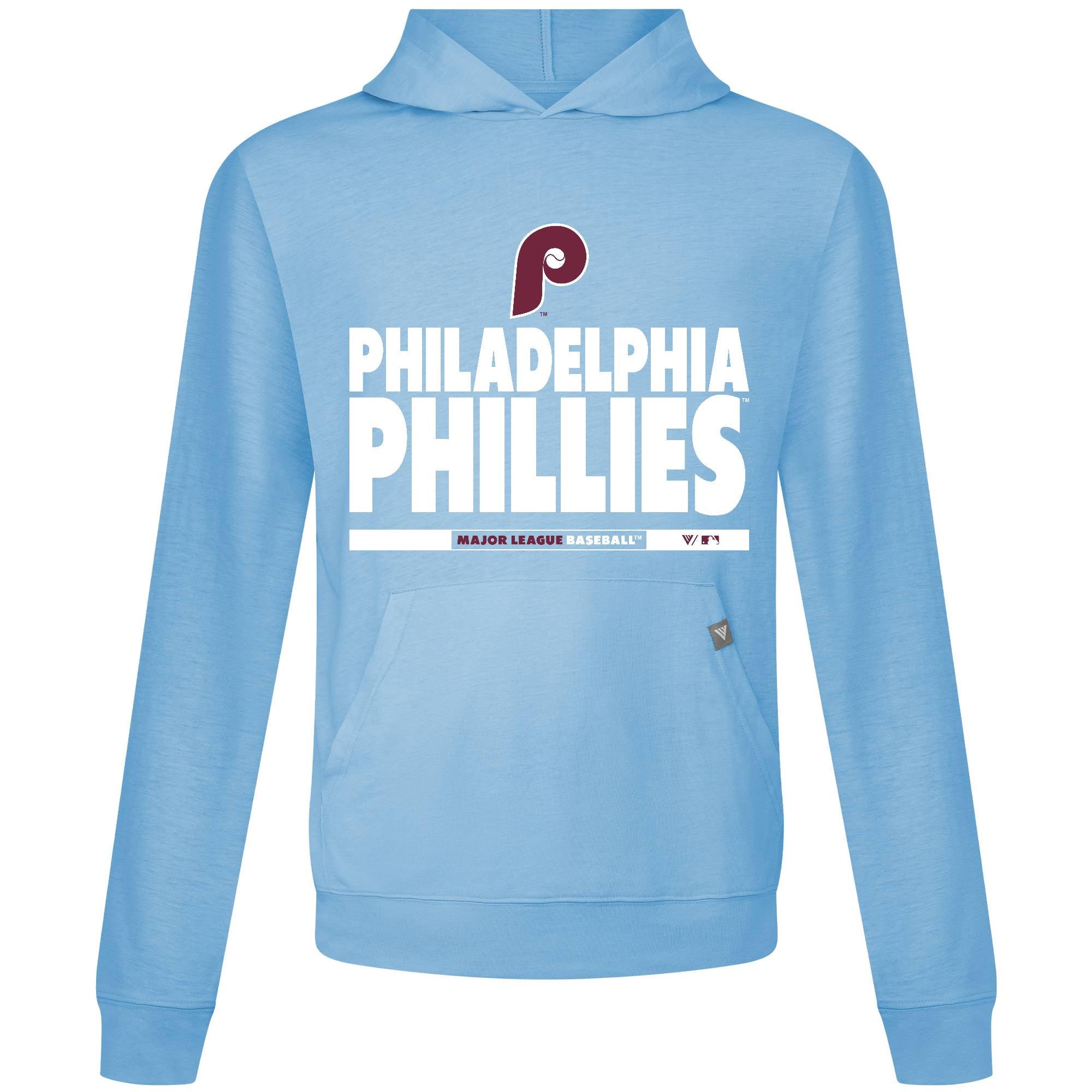 Men's Levelwear Light Blue Philadelphia Phillies Relay Center Stage Long Sleeve Hooded T-Shirt