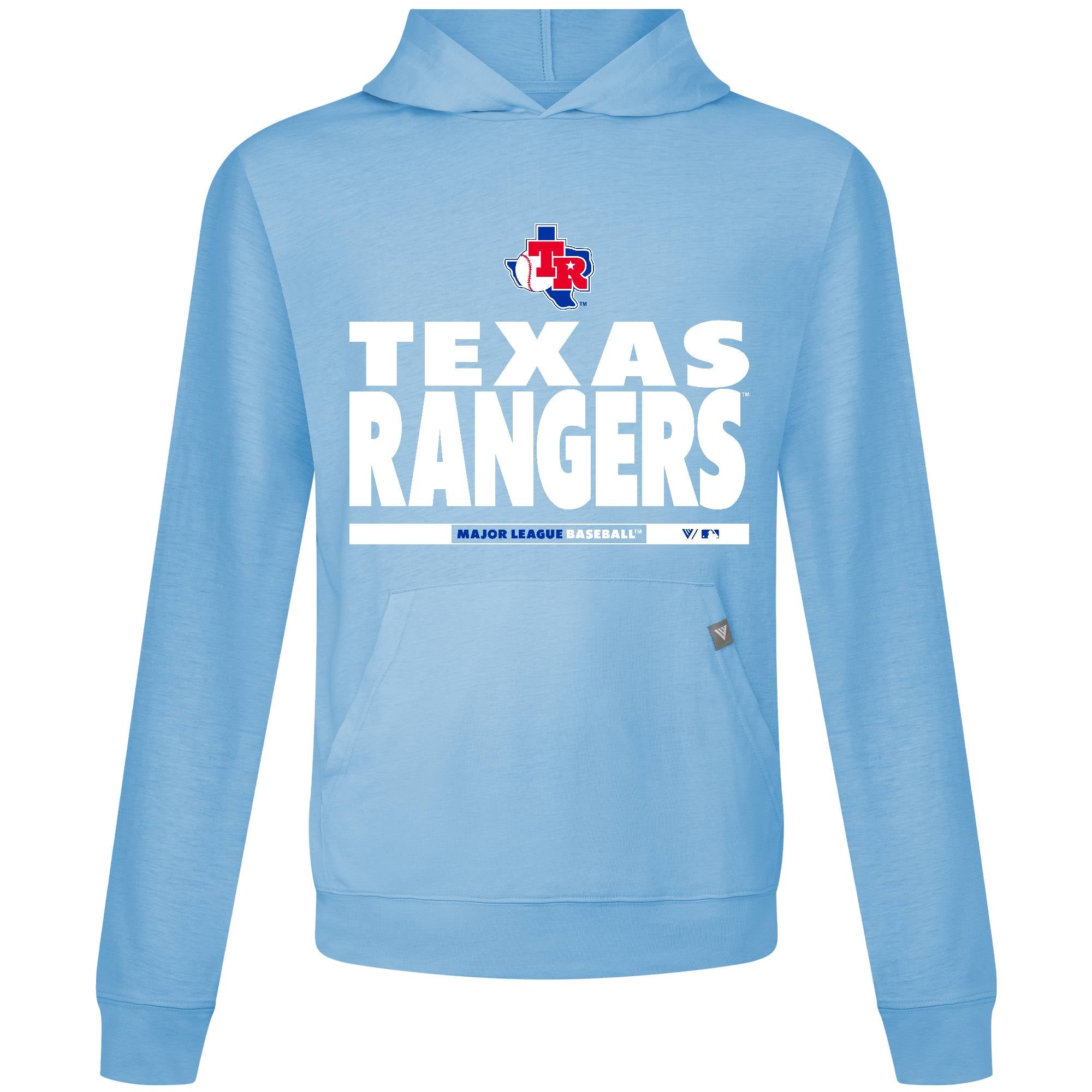 Men's Levelwear Light Blue Texas Rangers Relay Center Stage Long Sleeve Hooded T-Shirt