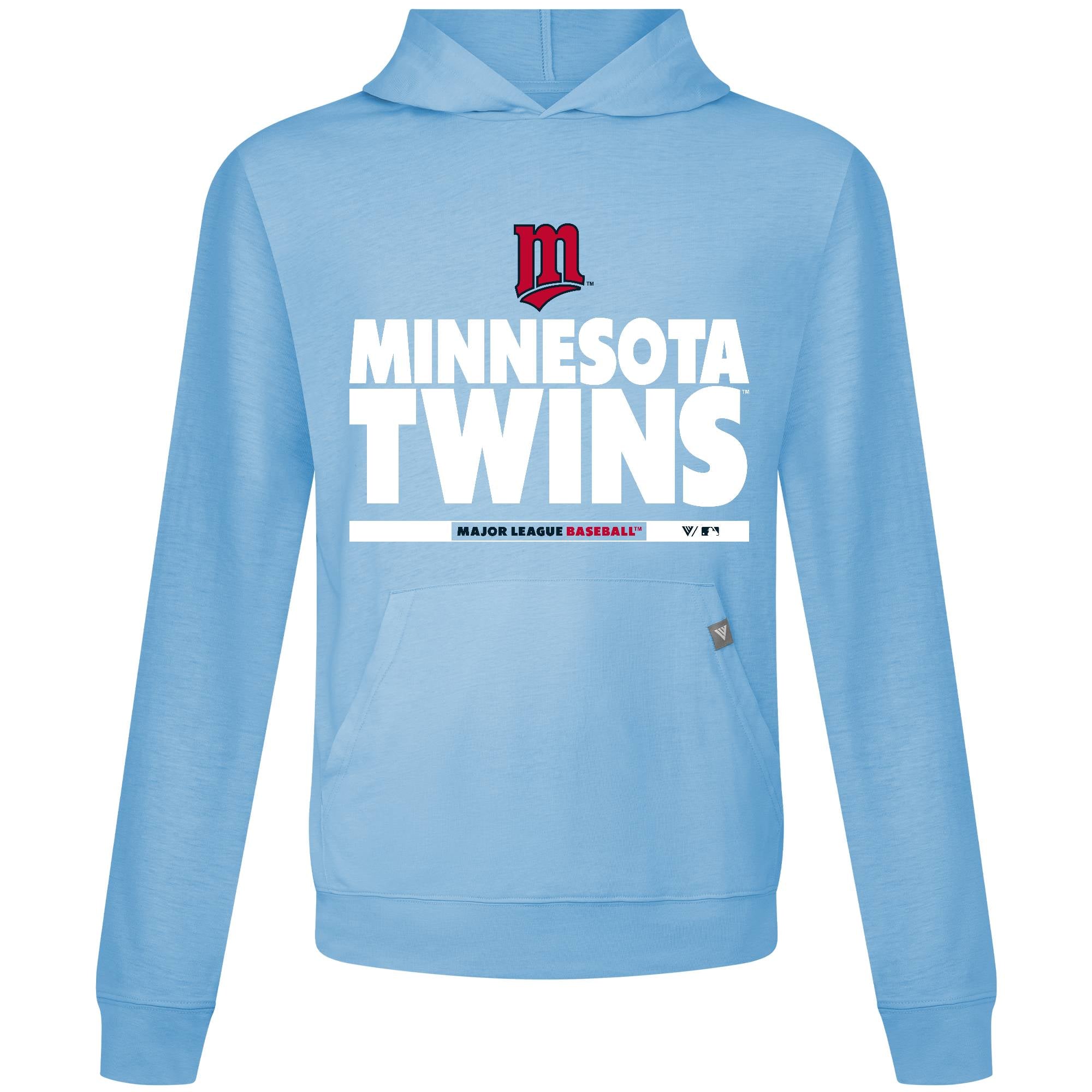 Men's Levelwear Light Blue Minnesota Twins Relay Center Stage Long Sleeve Hooded T-Shirt