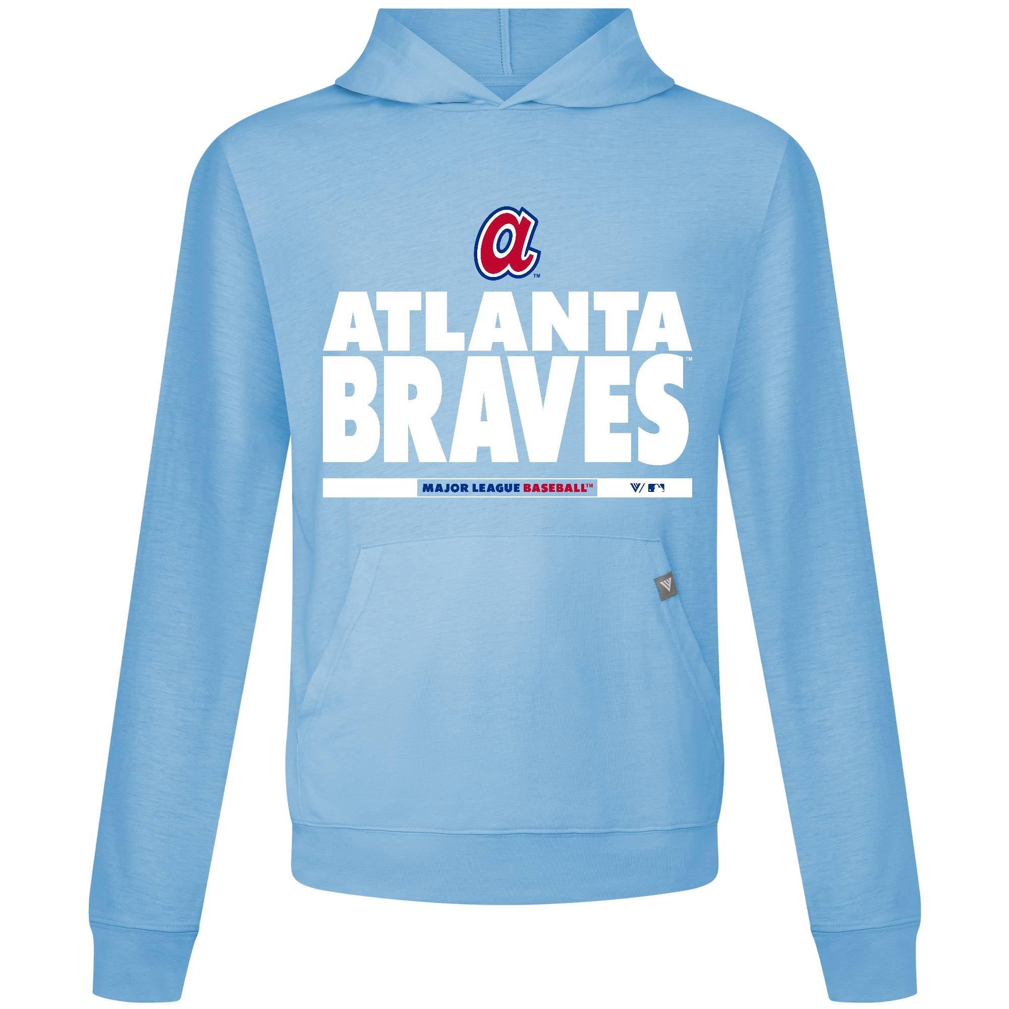 Men's Levelwear Light Blue Atlanta Braves Relay Center Stage Long Sleeve Hooded T-Shirt